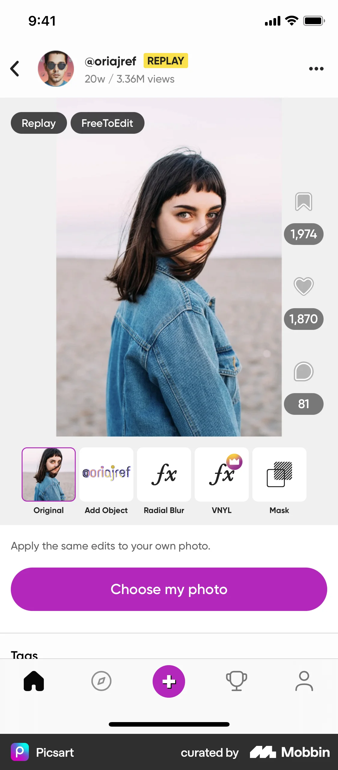 Picsart iOS Post Detail screen