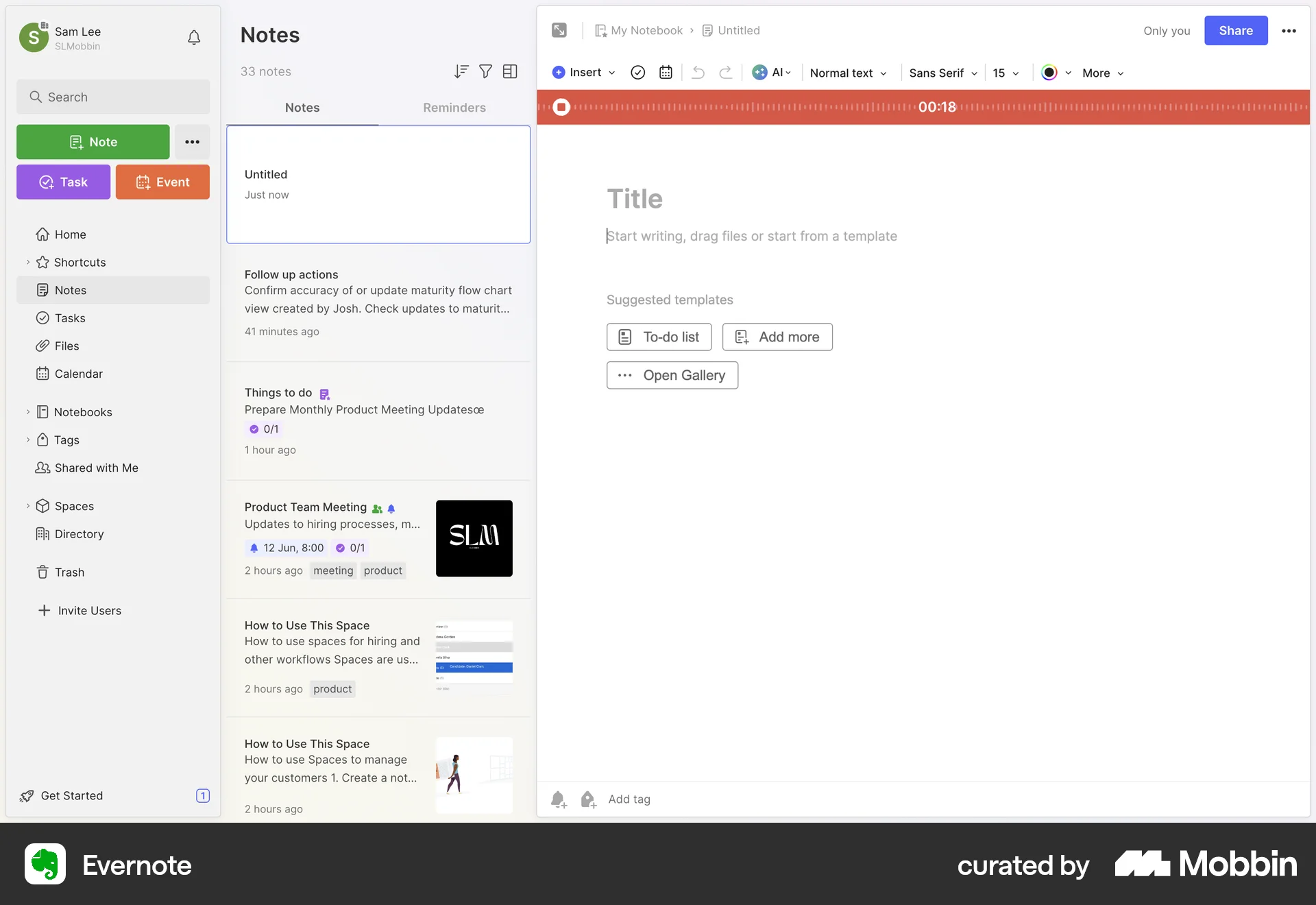 Evernote Web Audio & Video Recorder screen