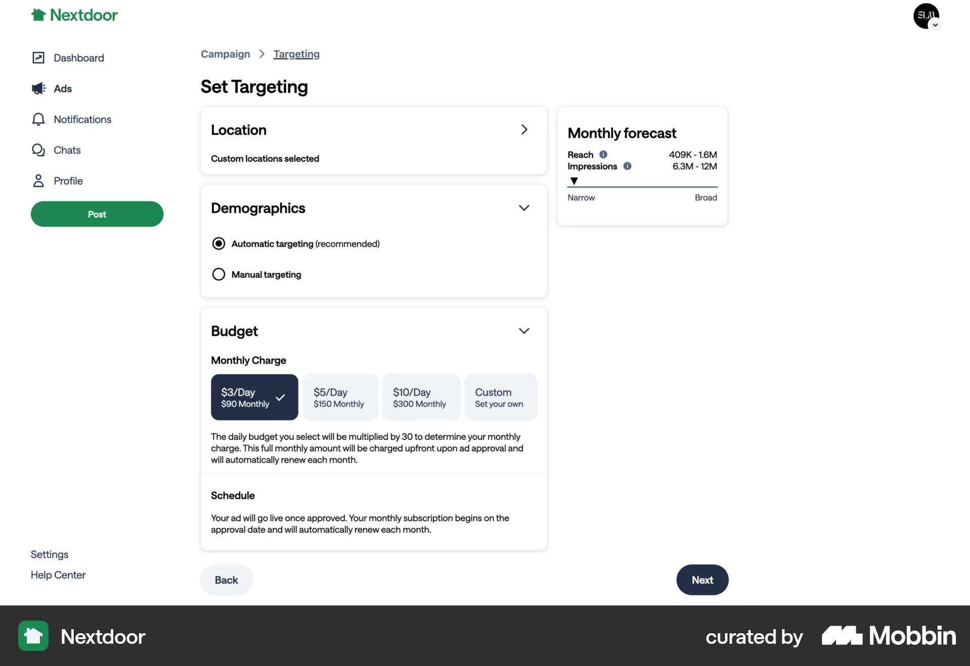 Nextdoor Web screen containing Radio Button UI element