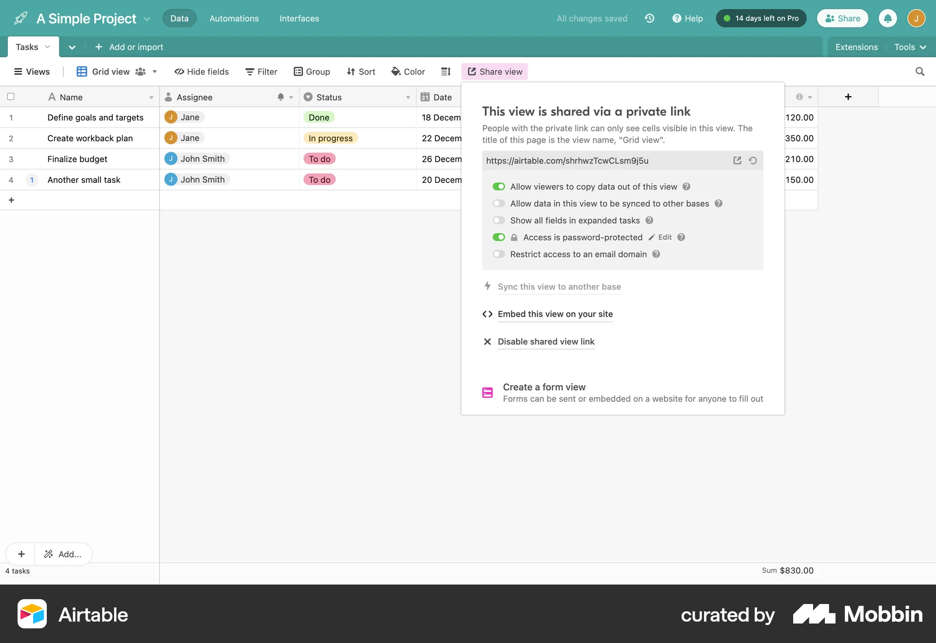 Airtable Web Share screen