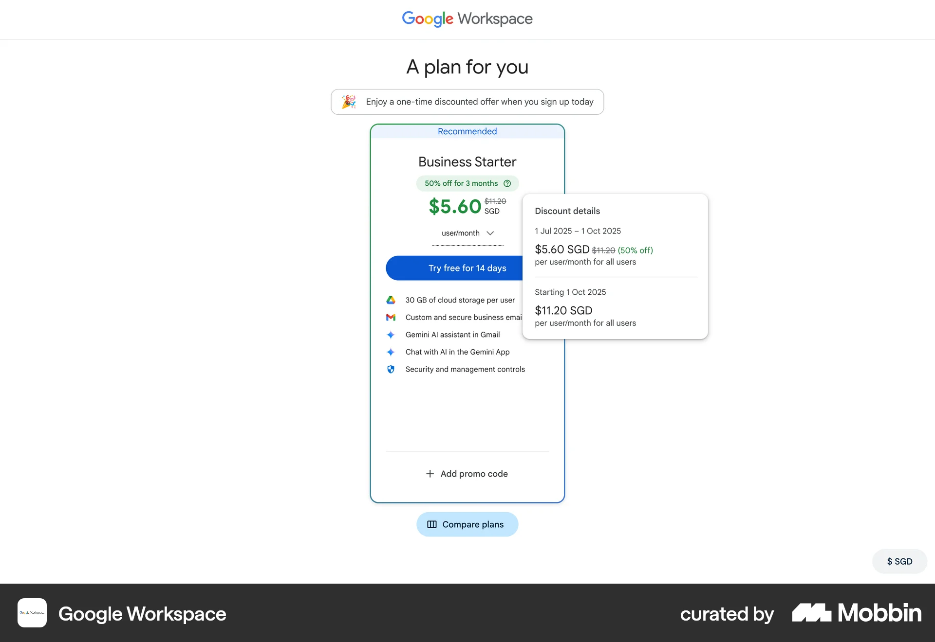 Google Workspace Web screen containing Tooltip UI element