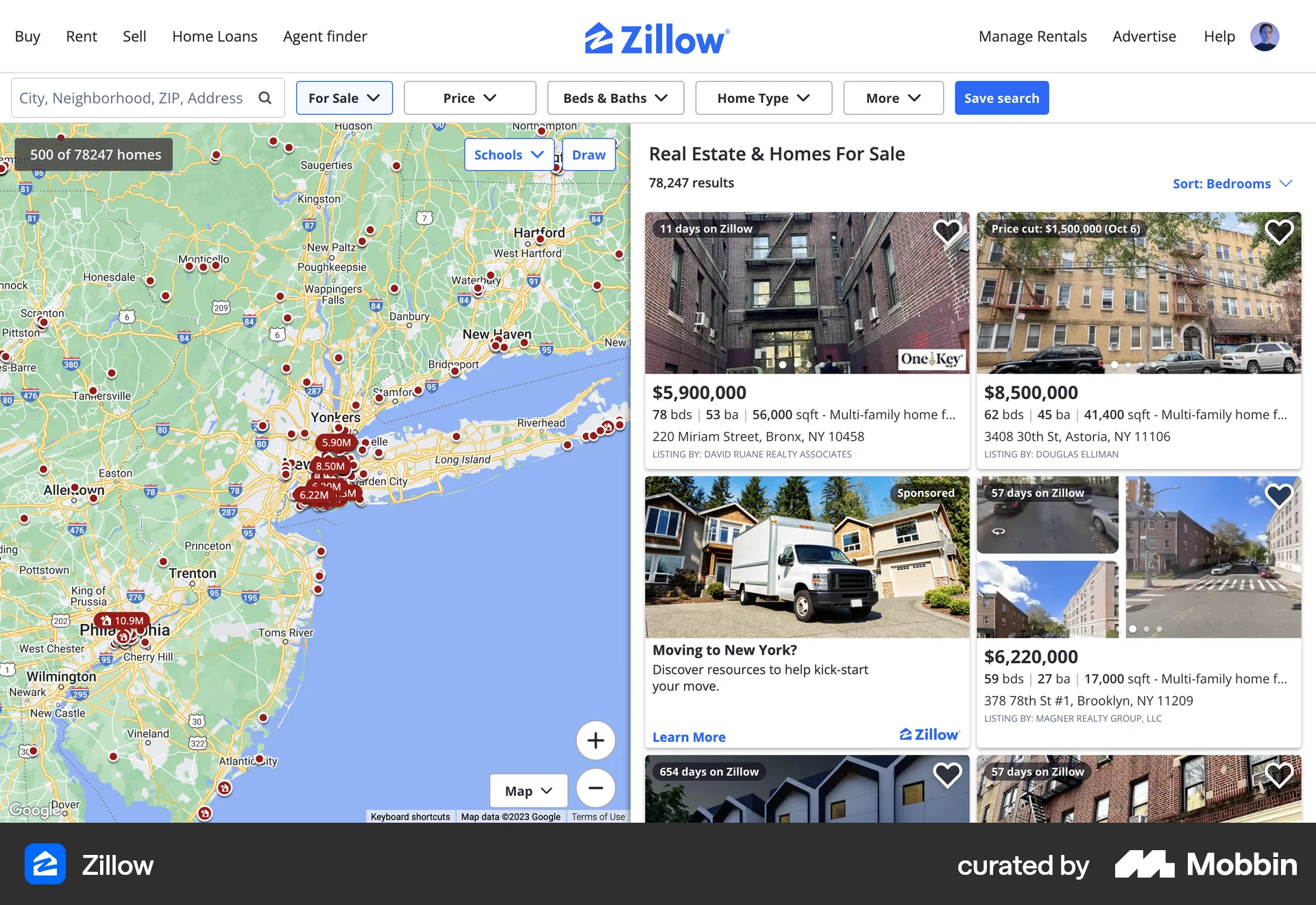 Zillow Web Real Estate App screen