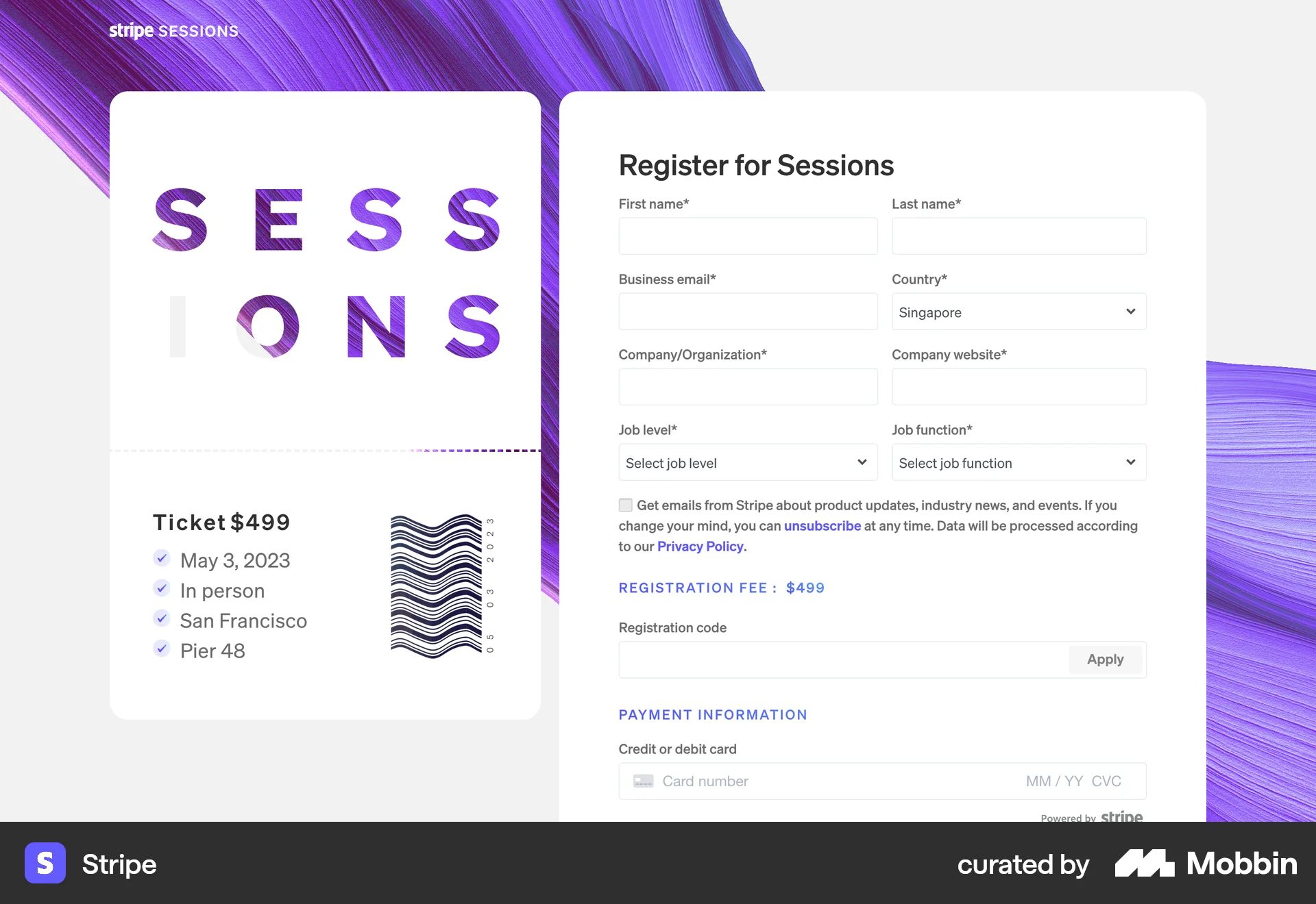 Stripe Web Follow & Subscribe screen