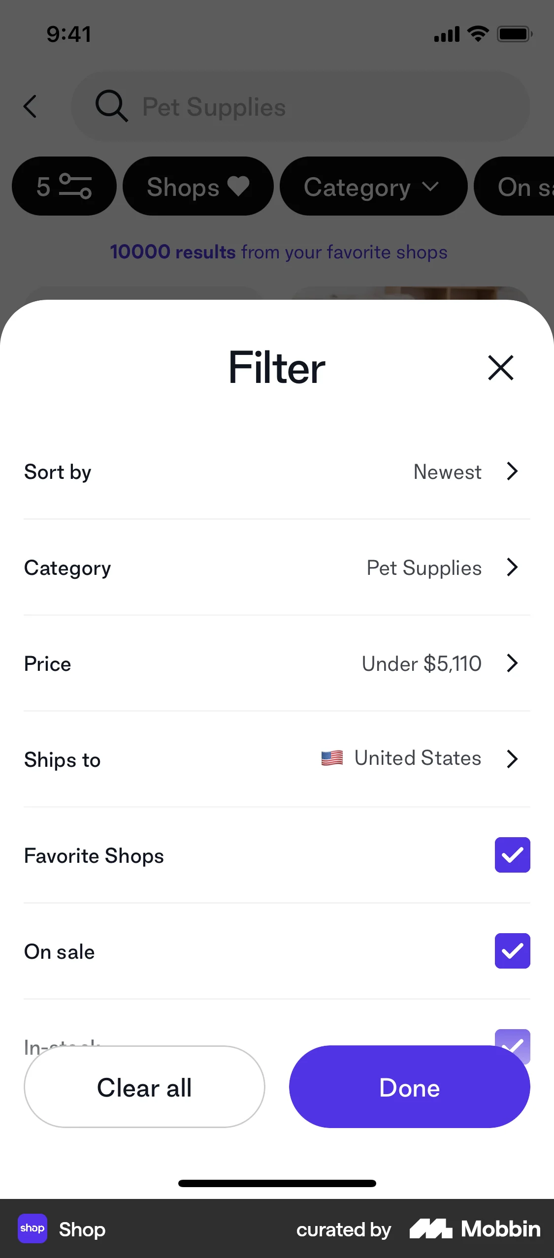 Filtert Button Ios Shop iOS Filter Options | Mobbin