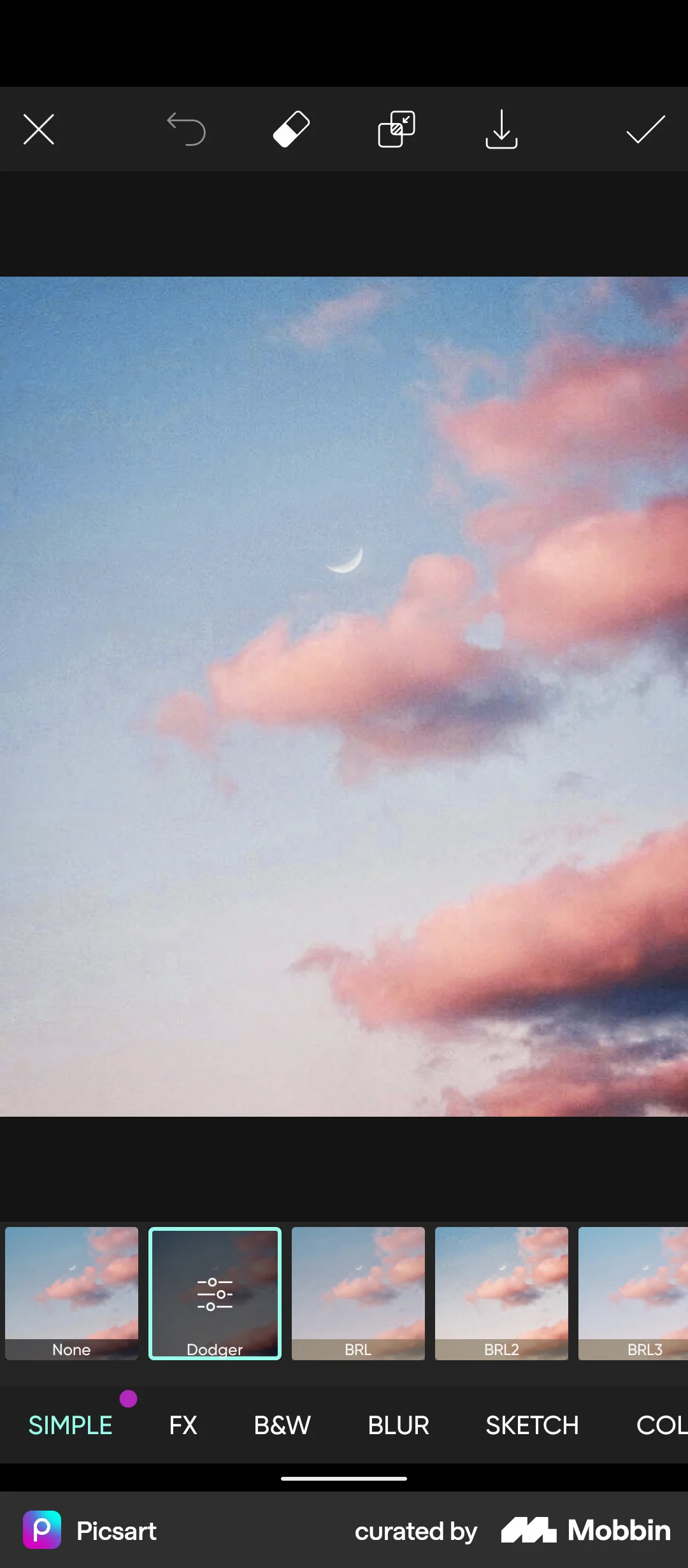 Picsart Android Media Editor screen