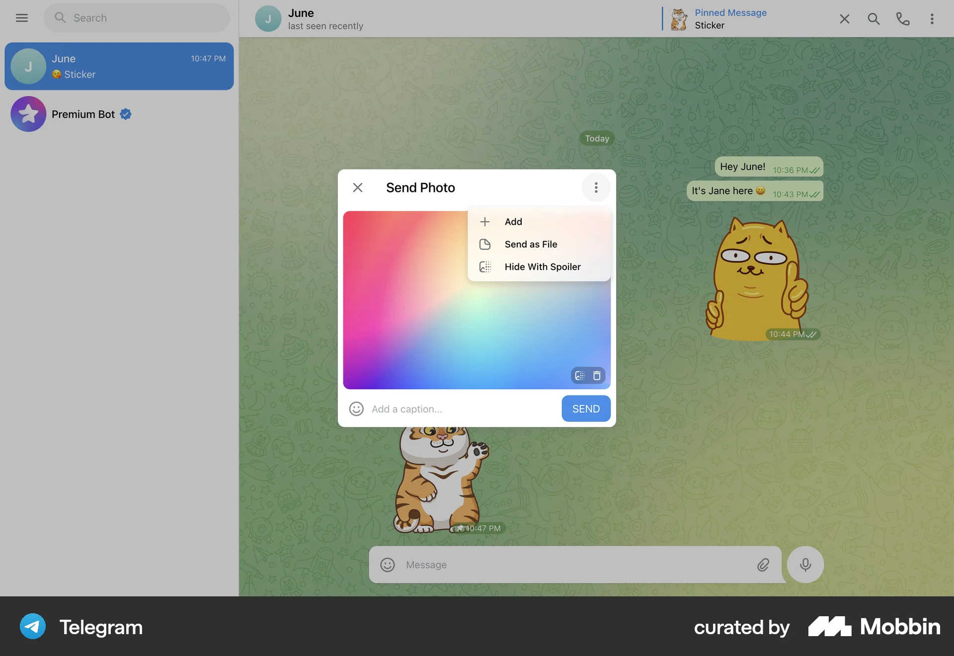 Telegram Web Communication App screen