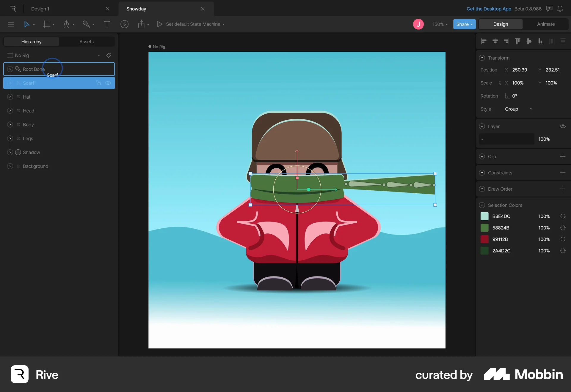 Rive Web Reorder screen