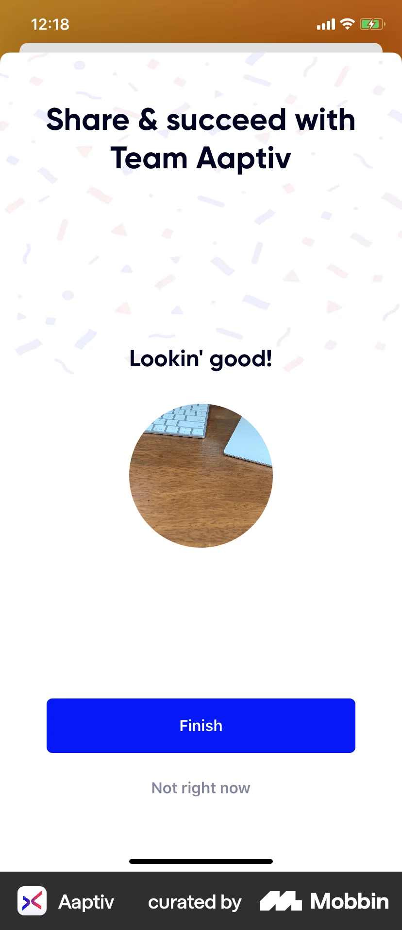 Aaptiv iOS Share screen