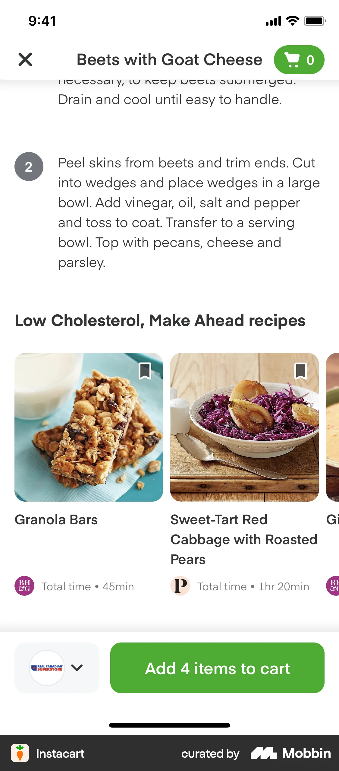 Instacart iOS Recipe Detail screen