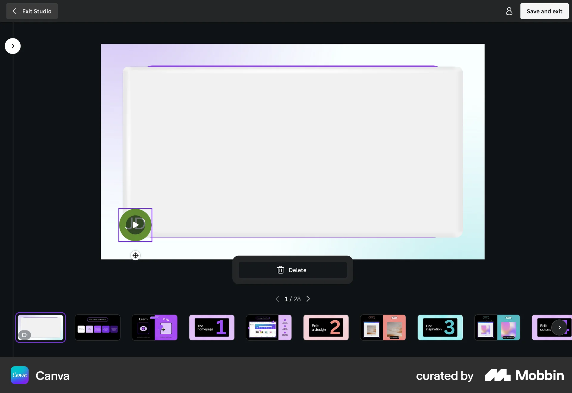 Canva Web Audio Player screen