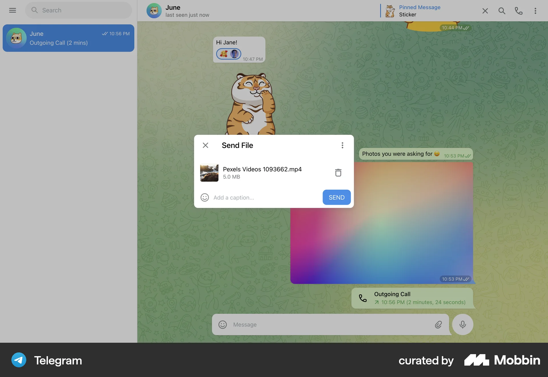 Telegram Web Communication App screen