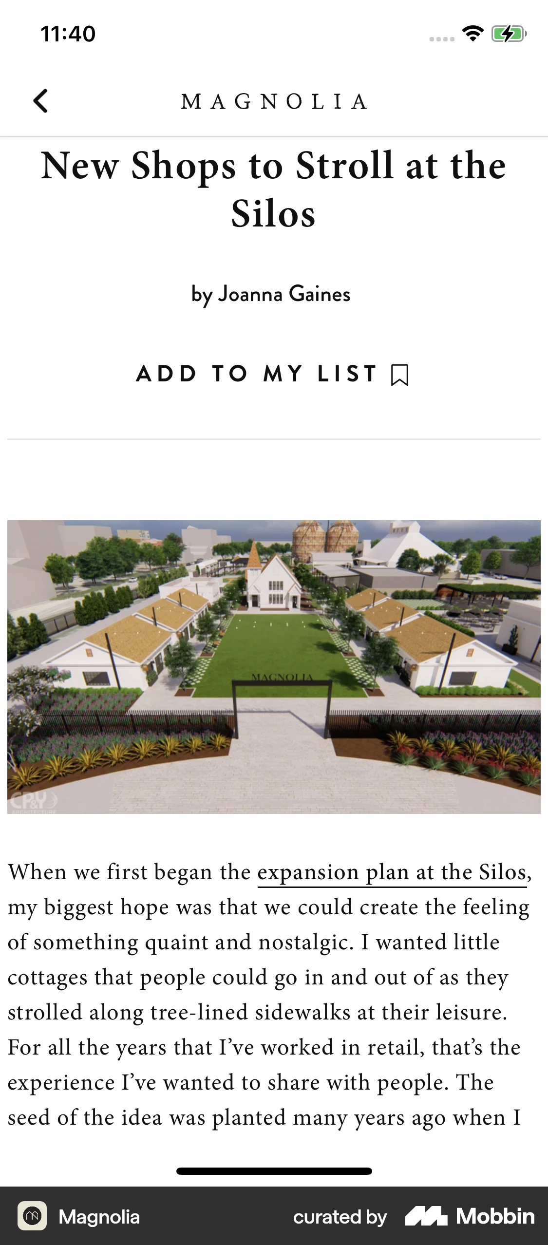 Magnolia iOS Article Detail screen