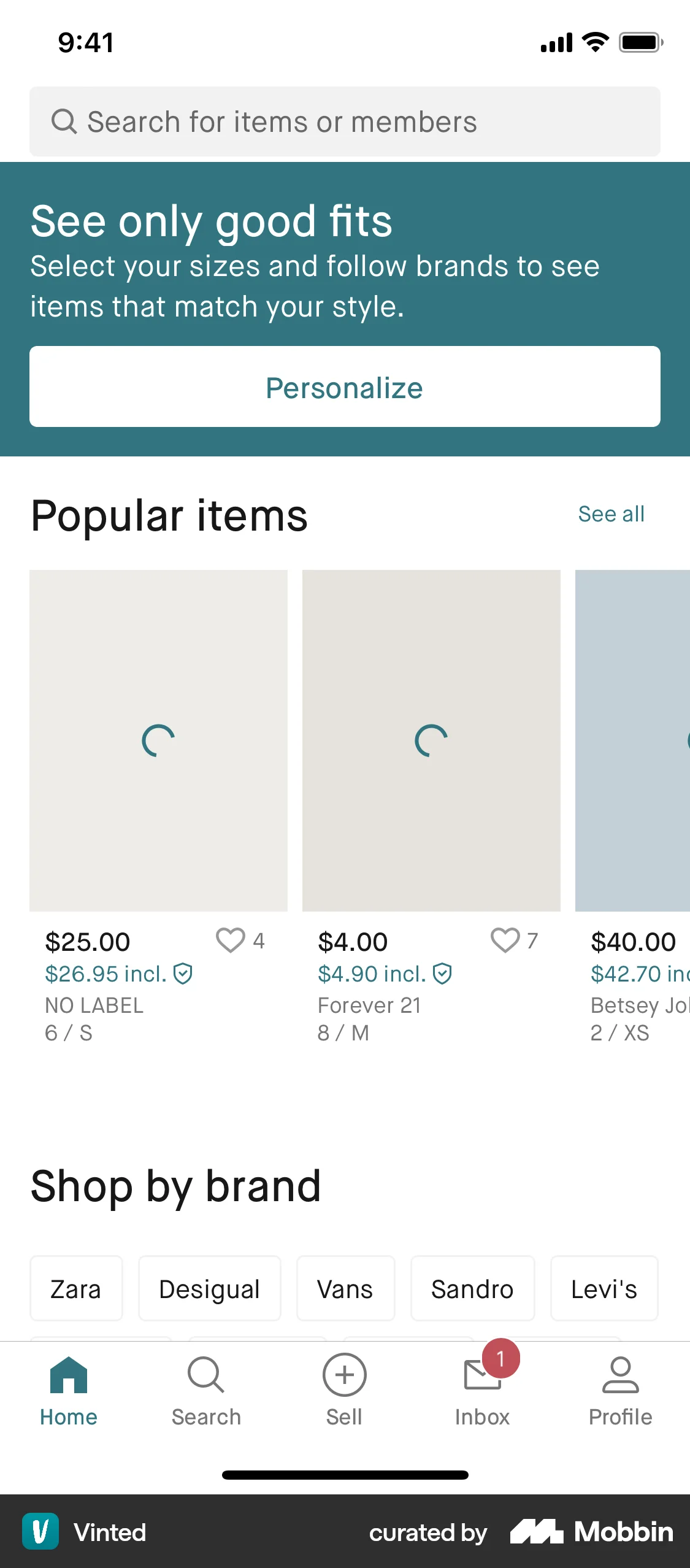 Vinted iOS screen containing Skeleton UI element