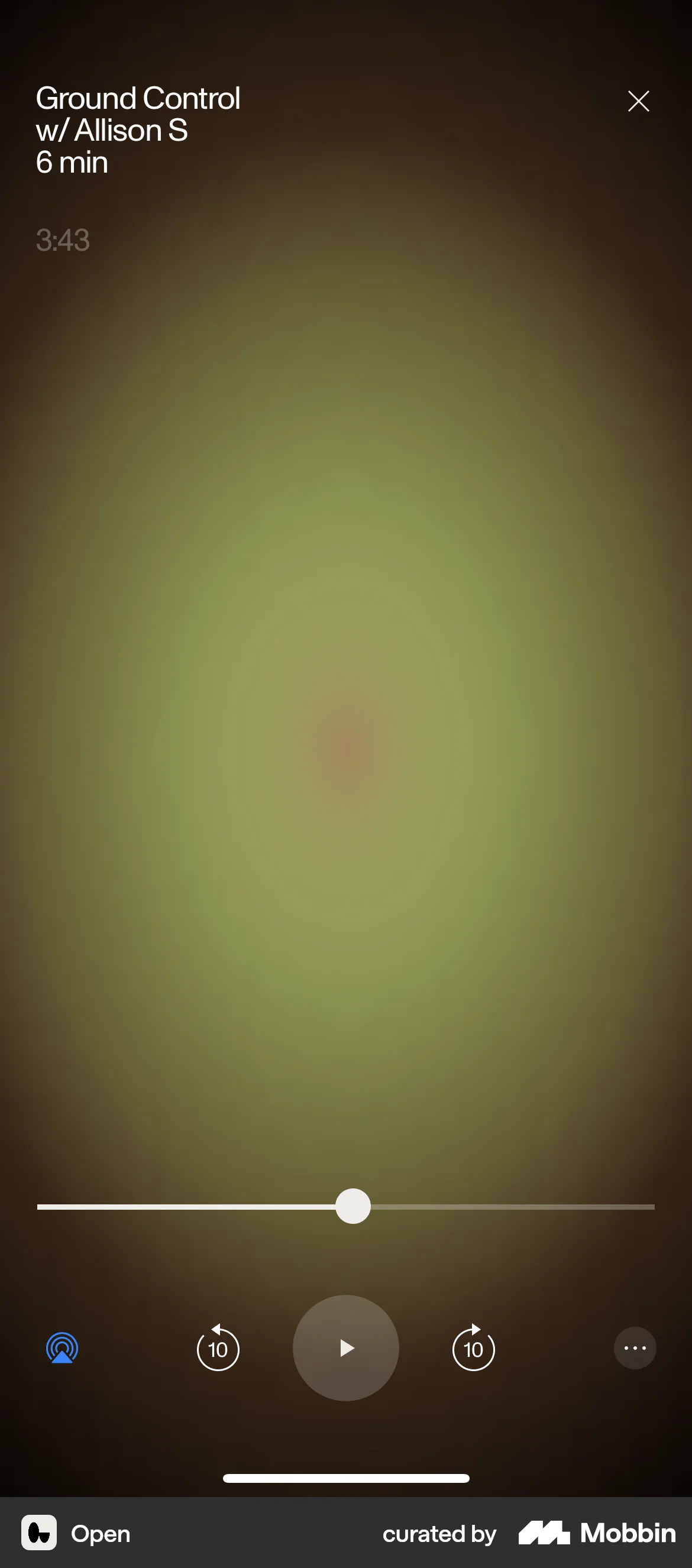 Open iOS Audio Player screen