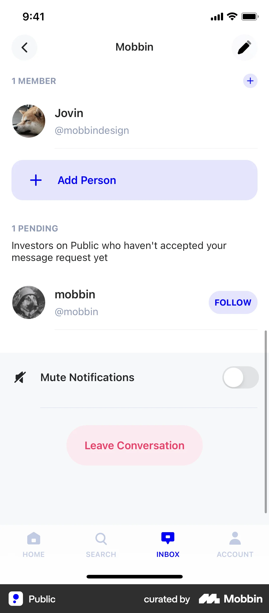 Public iOS Groups & Community screen