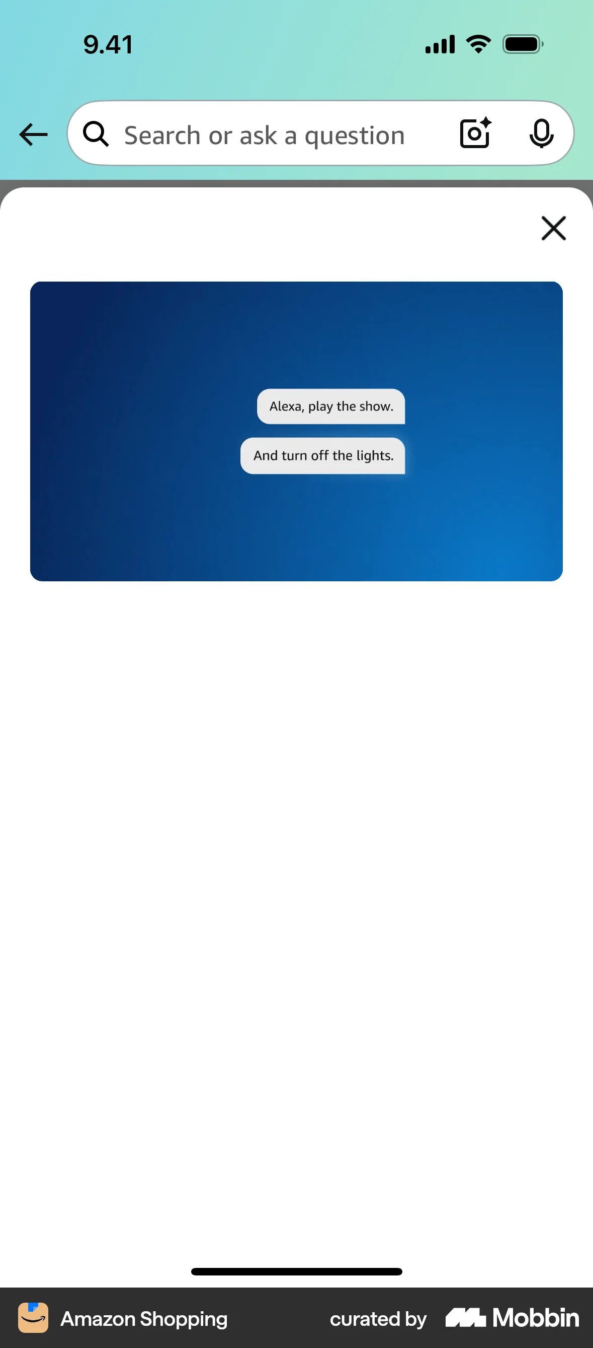 Amazon Shopping iOS Voice UI screen
