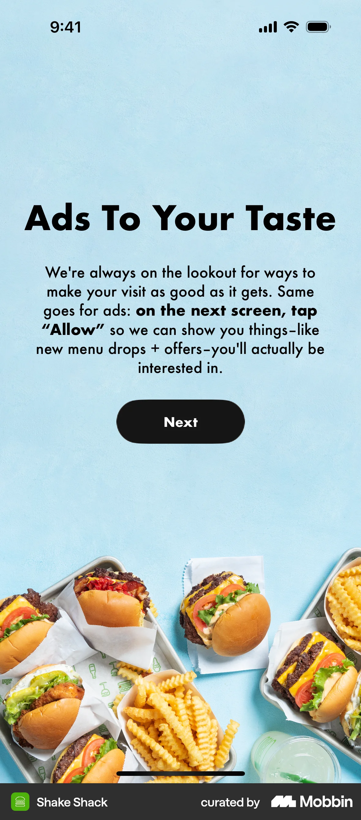 Shake Shack iOS Permission screen