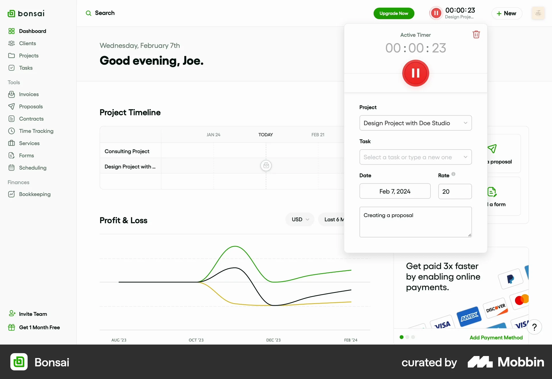 Bonsai Web Timer & Clock screen