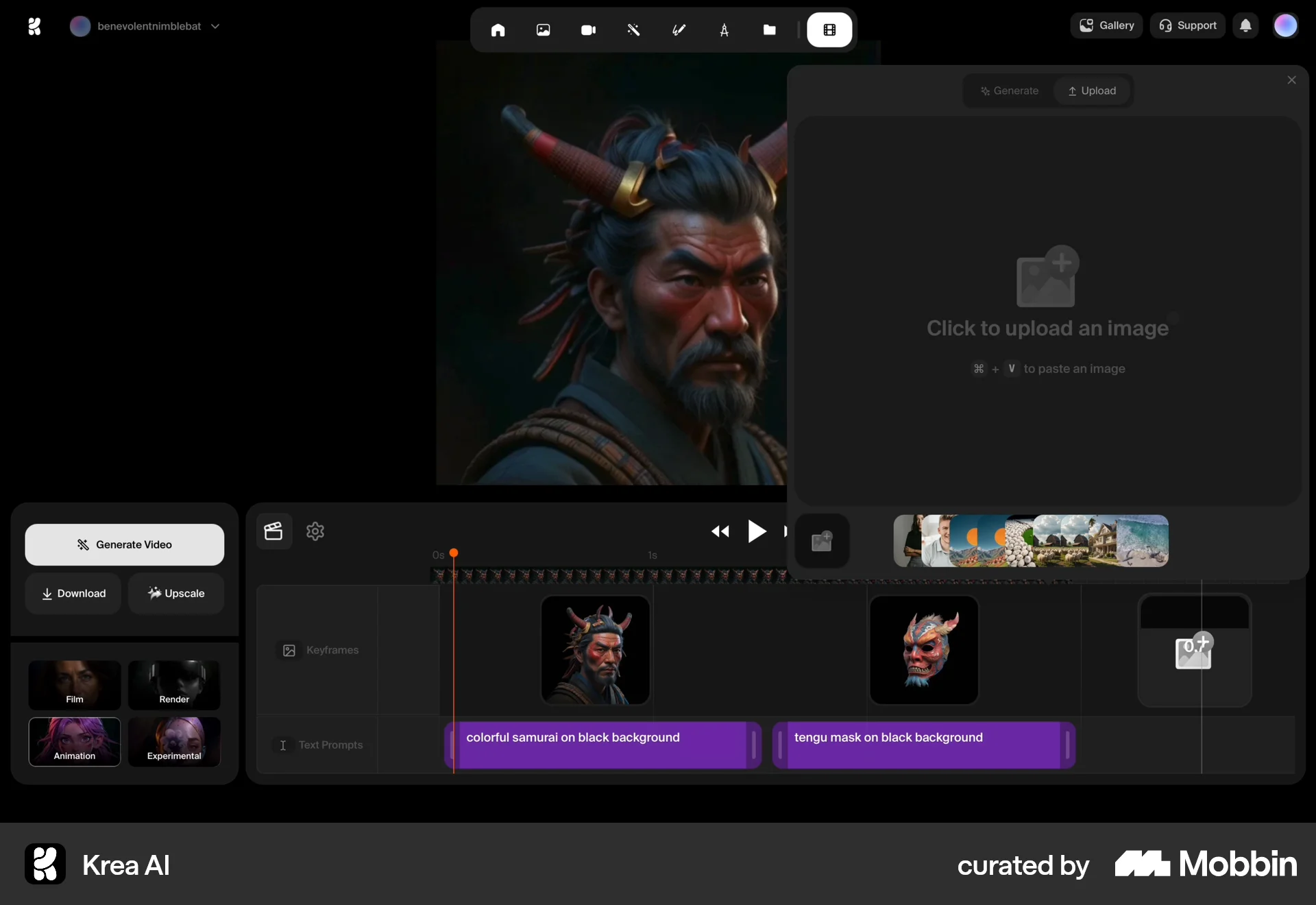 Krea AI Web screen containing Popover UI element