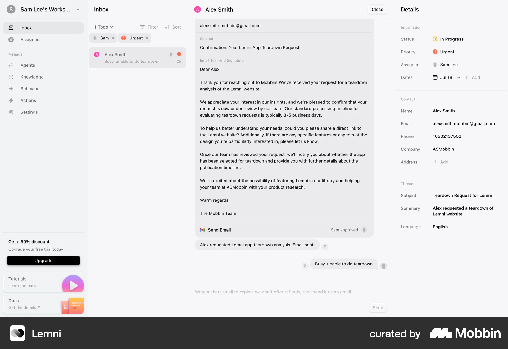 Lemni Web screen containing Badge UI element