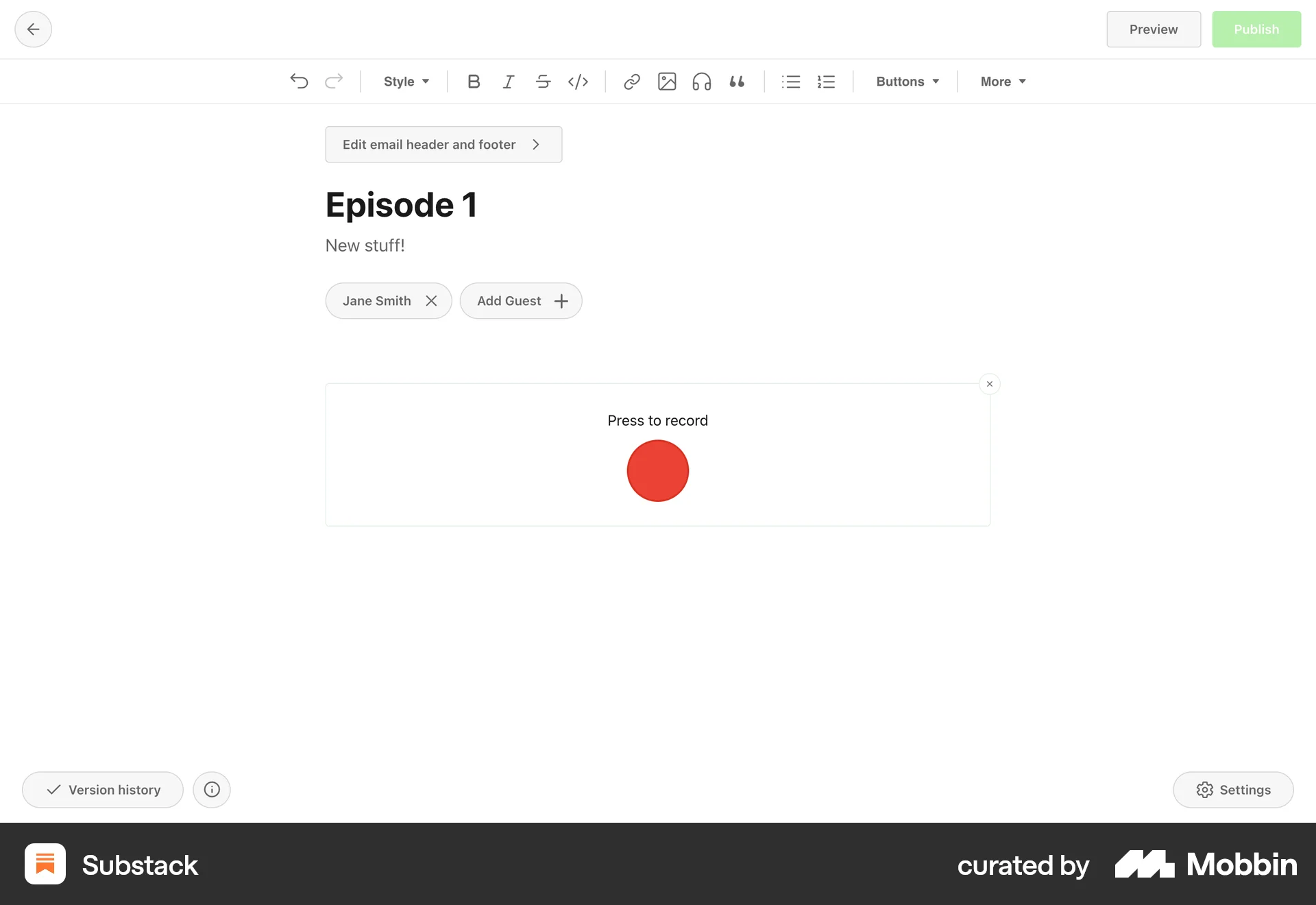 Substack Web Audio & Video Recorder screen