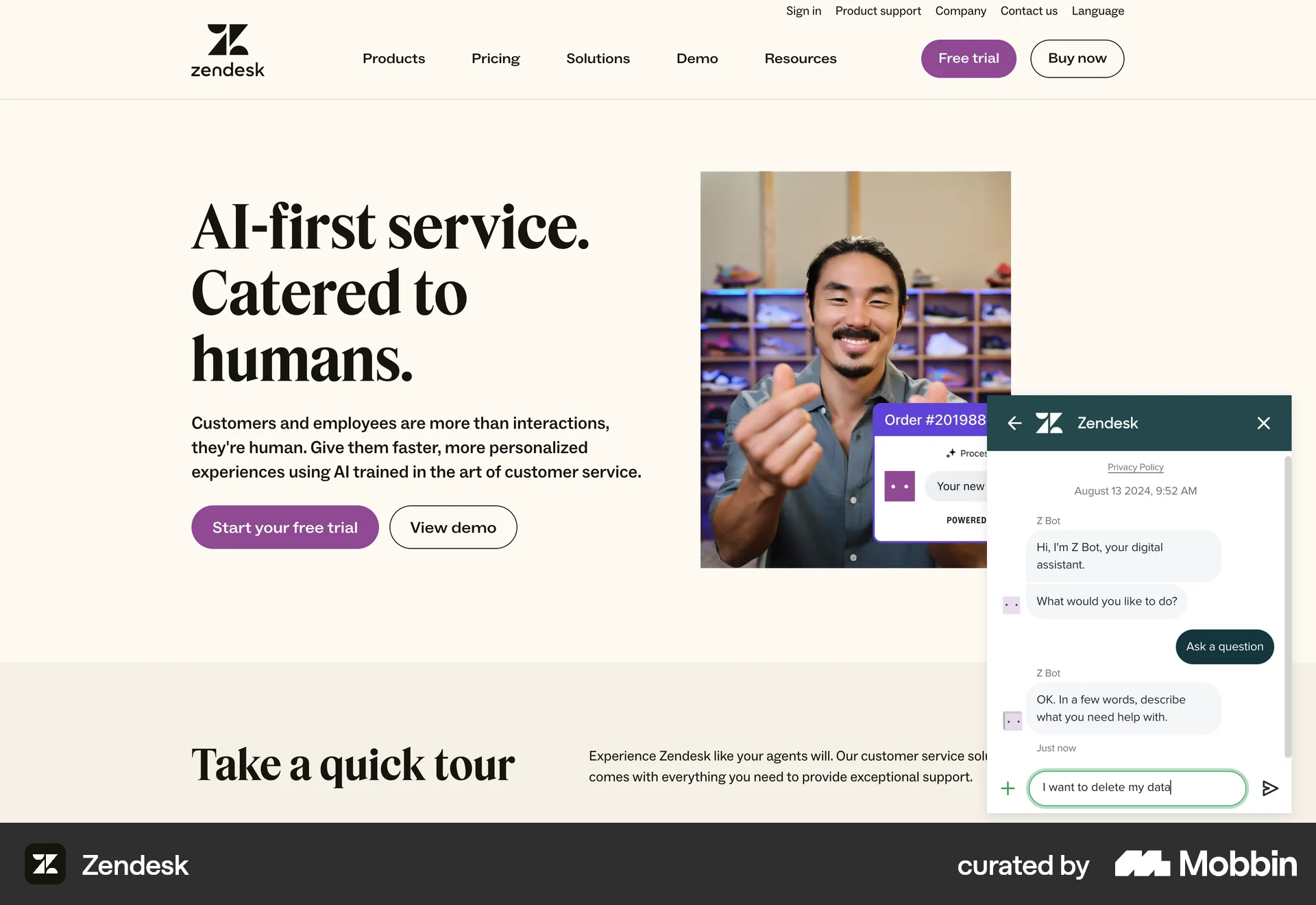 Zendesk Web screen containing Text Field UI element