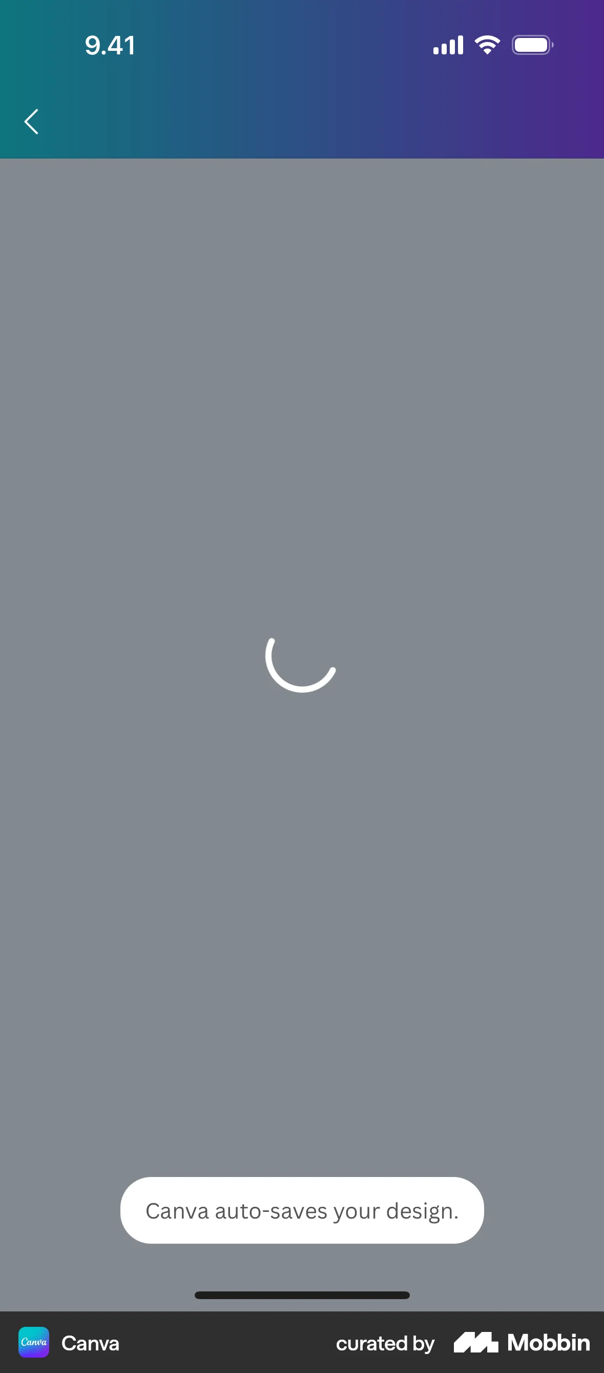 Canva iOS screen containing Spinner UI UI element