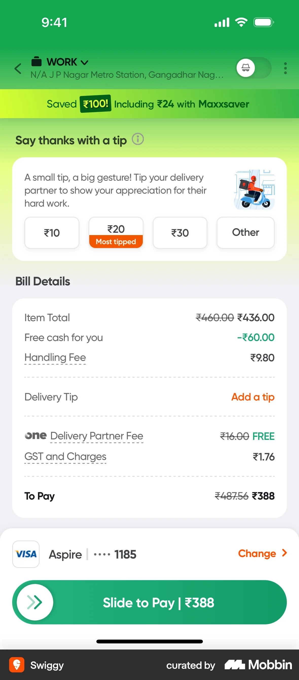 Swiggy iOS Pricing screen