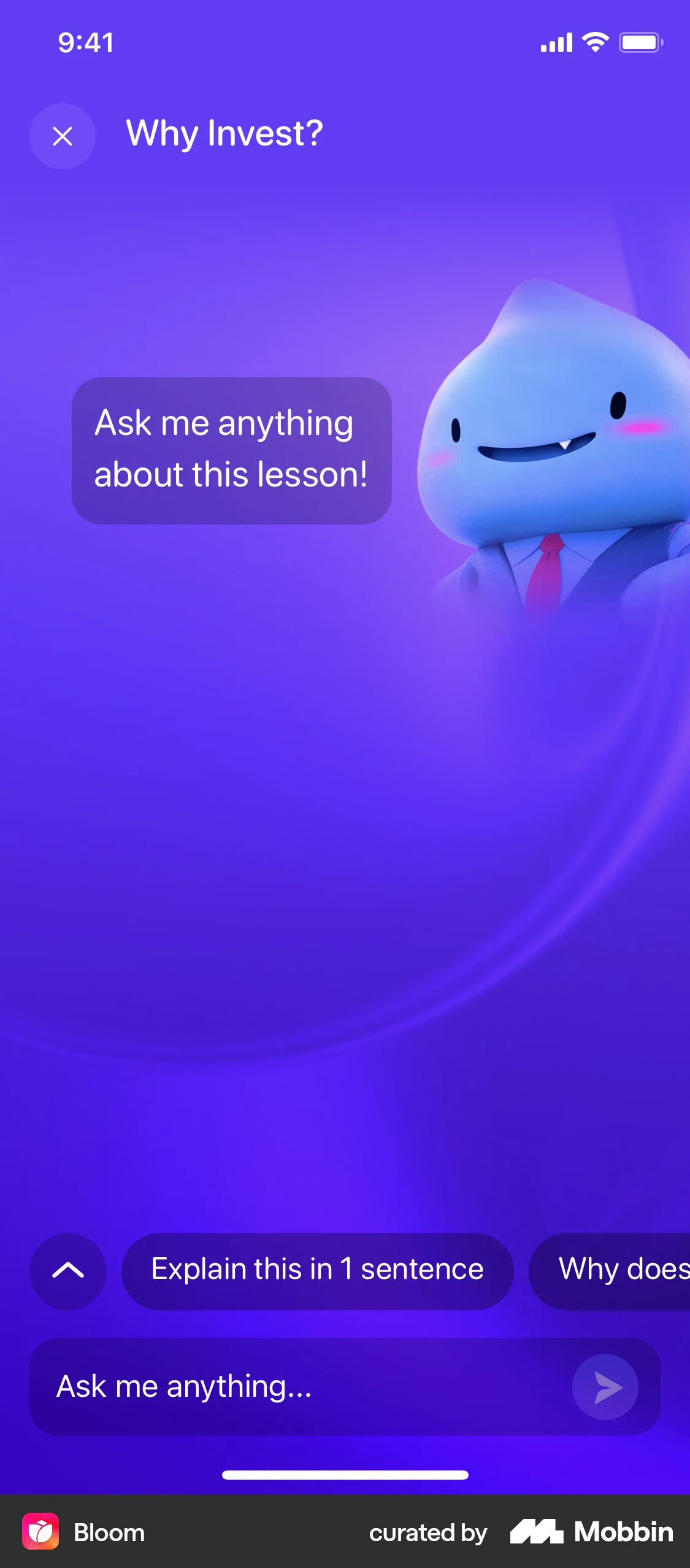 Bloom iOS Chat Bot screen