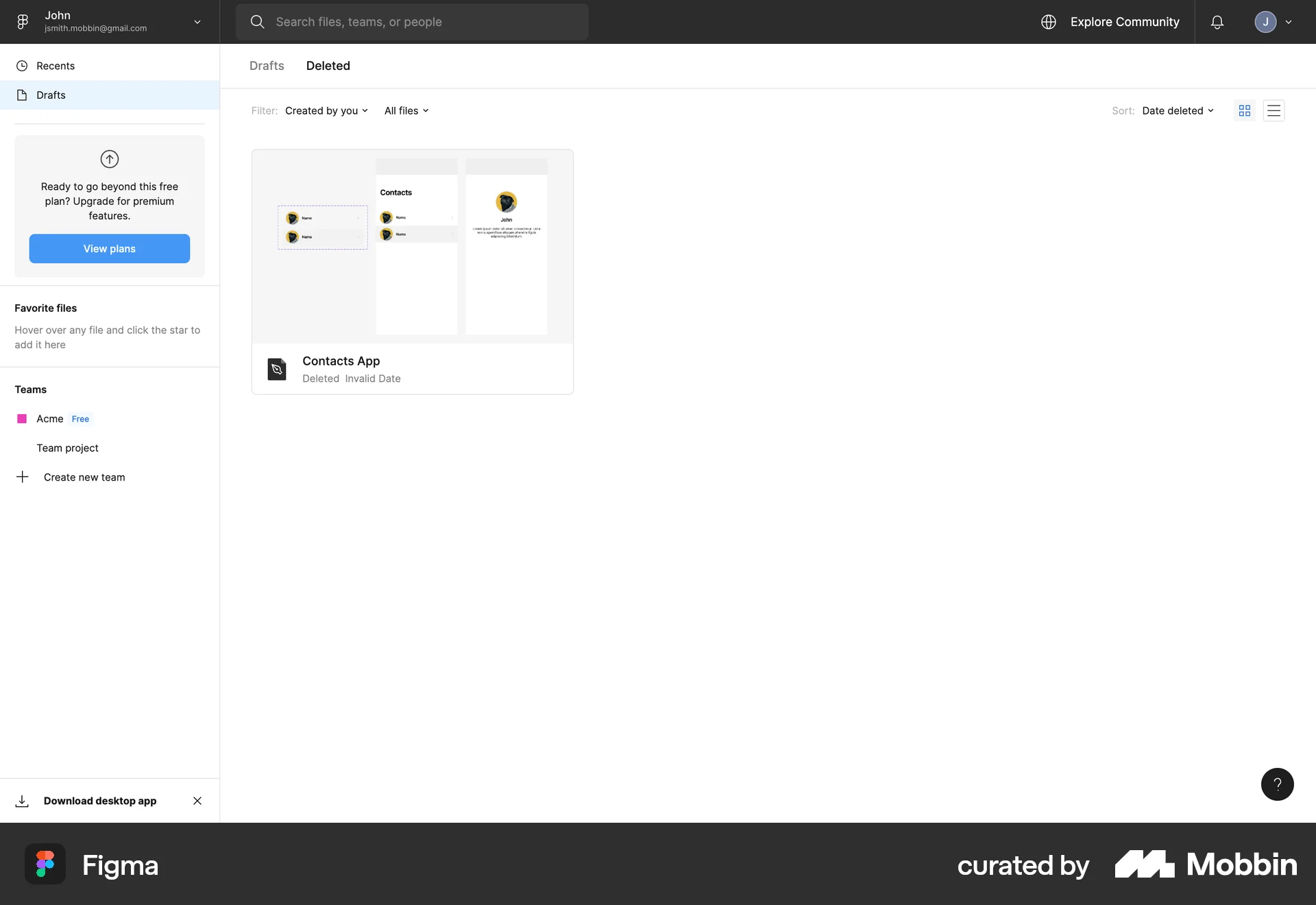 Figma Web Trash & Archive screen