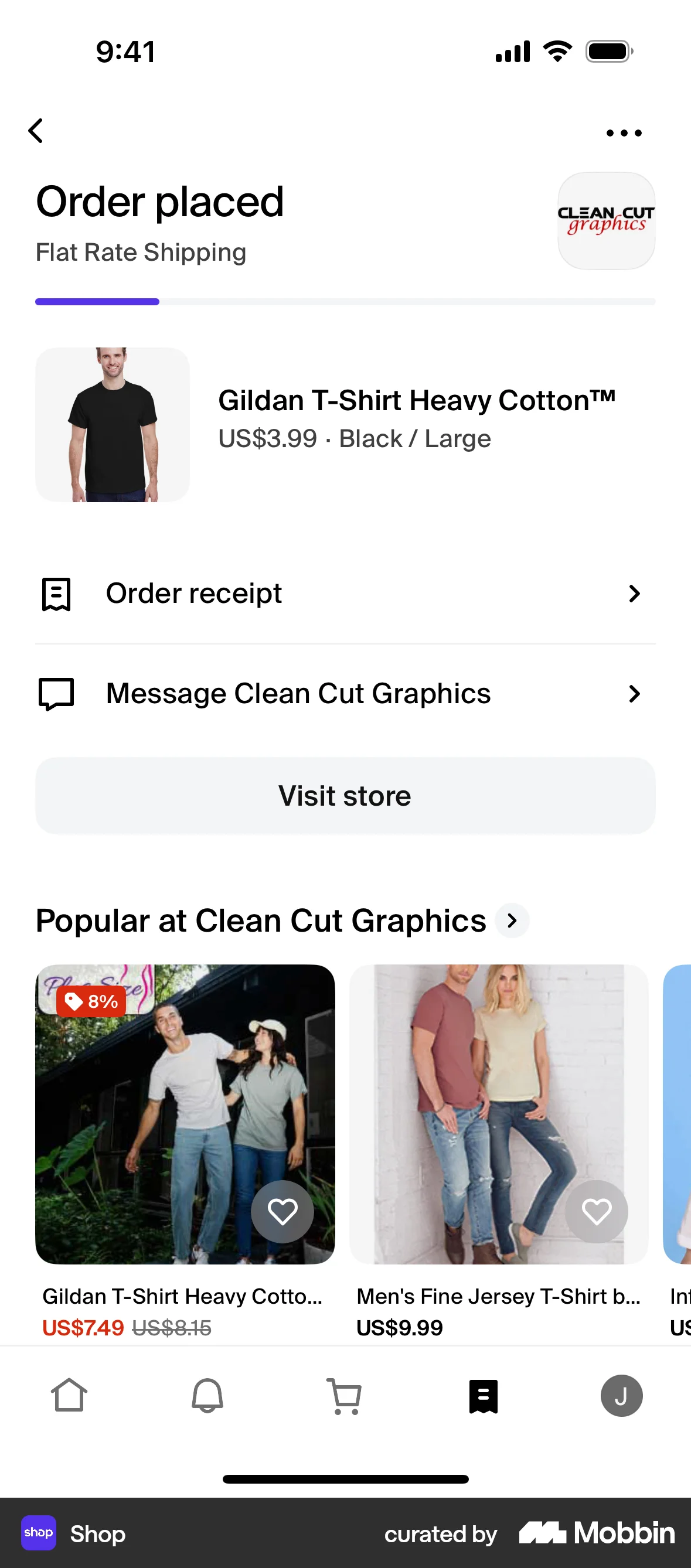 Shop iOS Order History screen