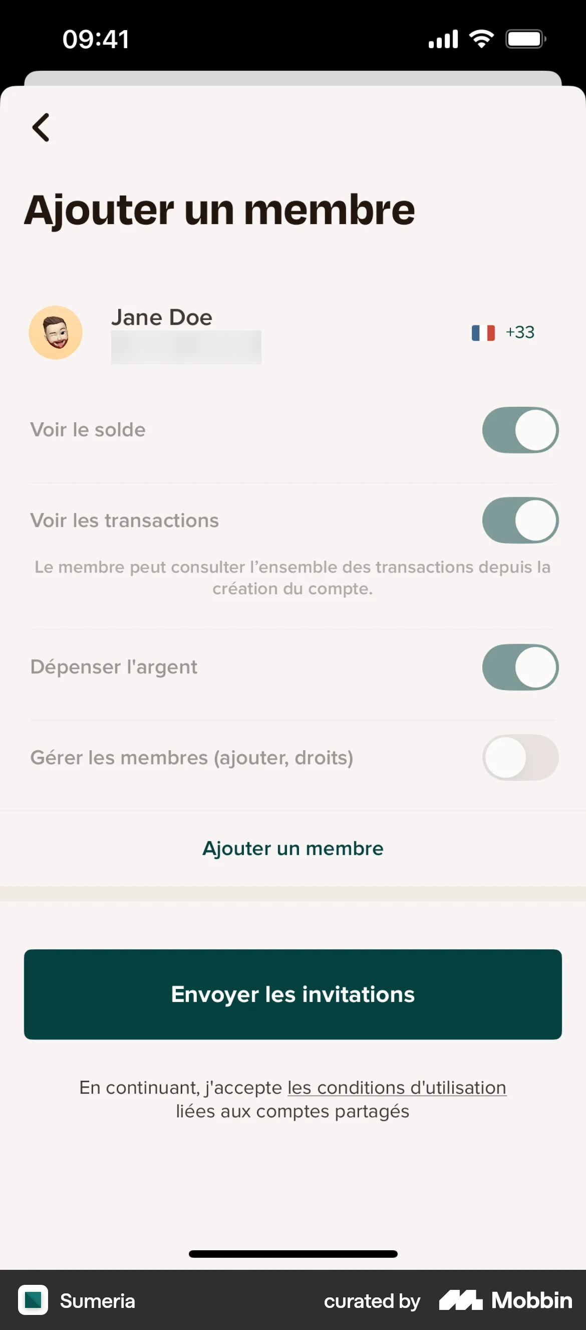 Sumeria iOS Invite Teammates screen