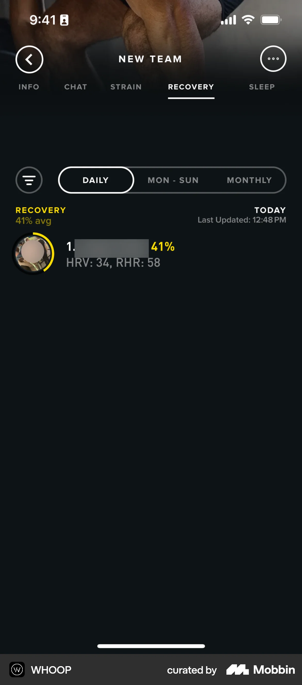 WHOOP iOS Groups & Community screen