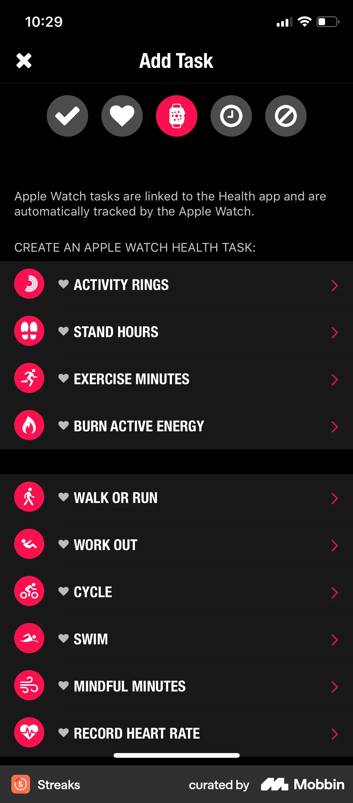 Streaks iOS Note Detail screen