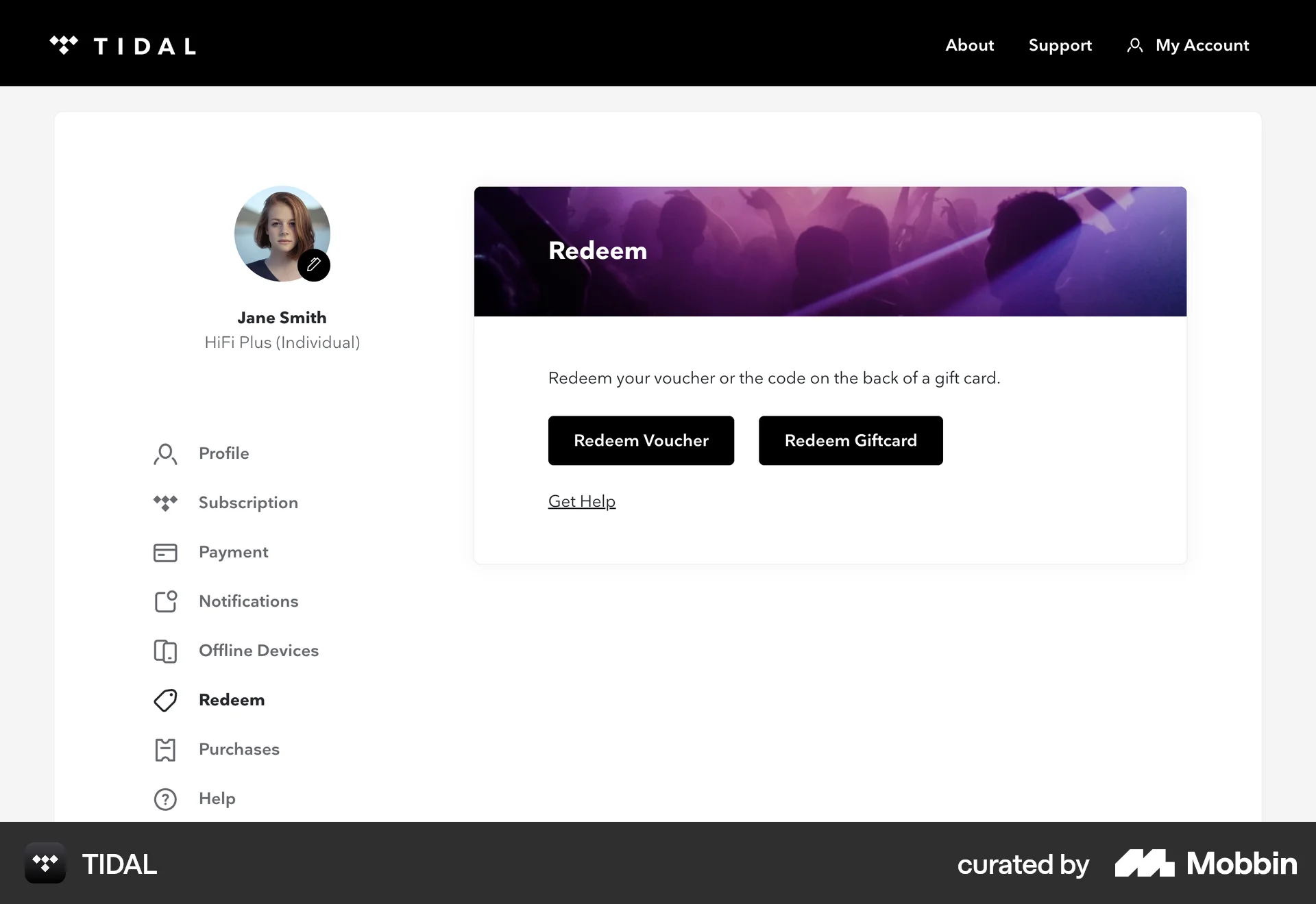 TIDAL Web Promotions & Rewards screen