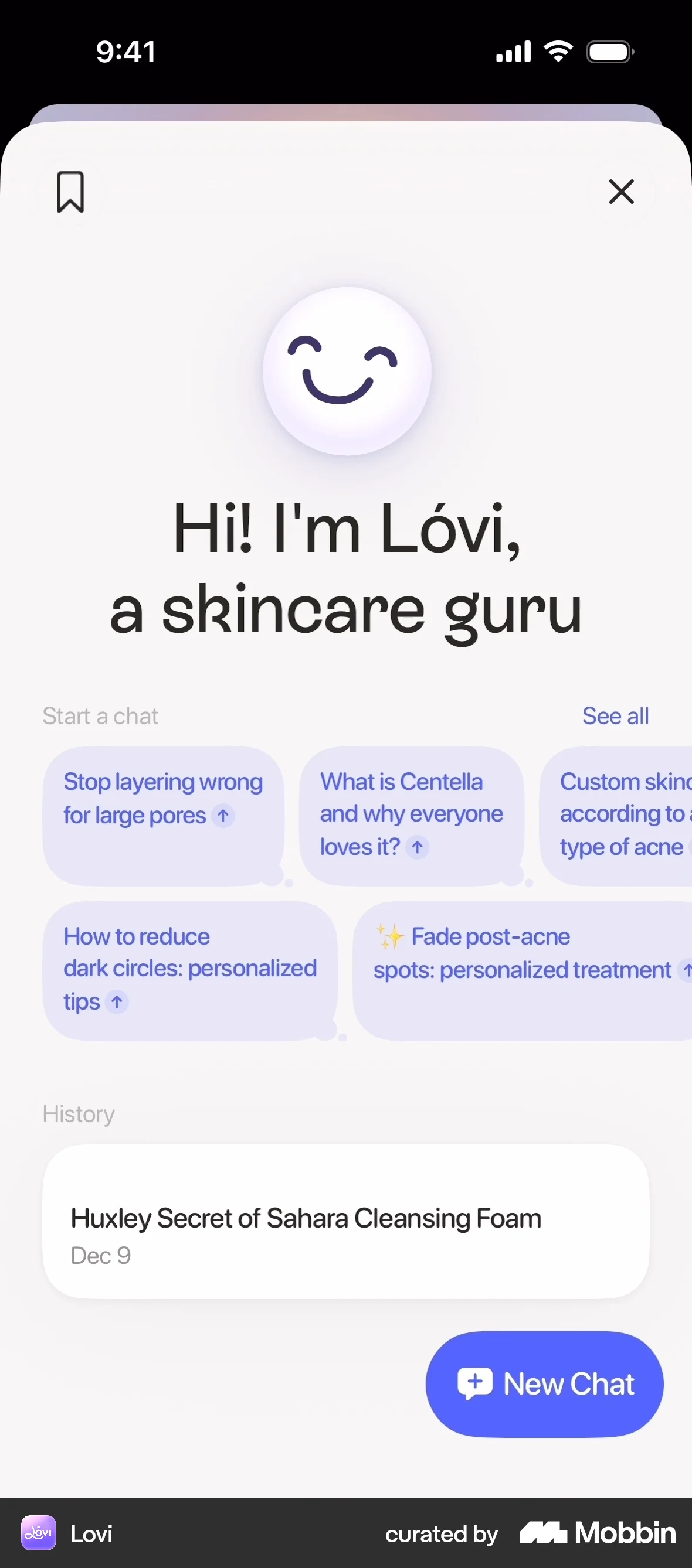 Lovi iOS Chat Bot screen