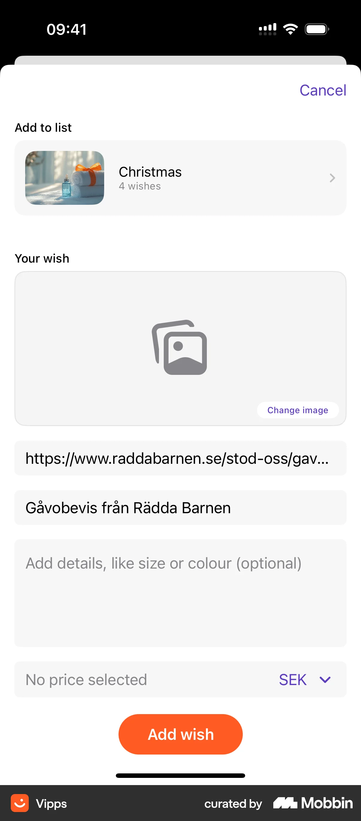 Vipps iOS Upload & Download screen