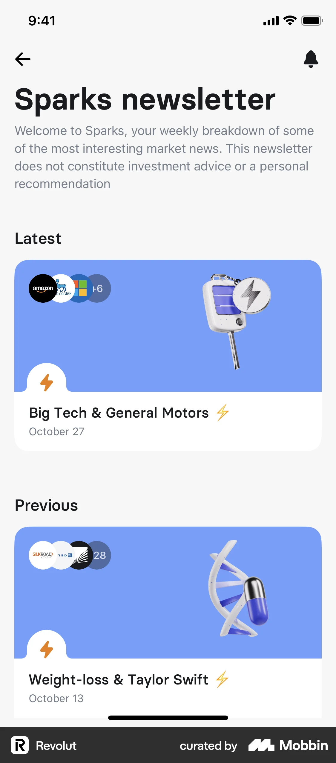 Revolut iOS News Feed screen