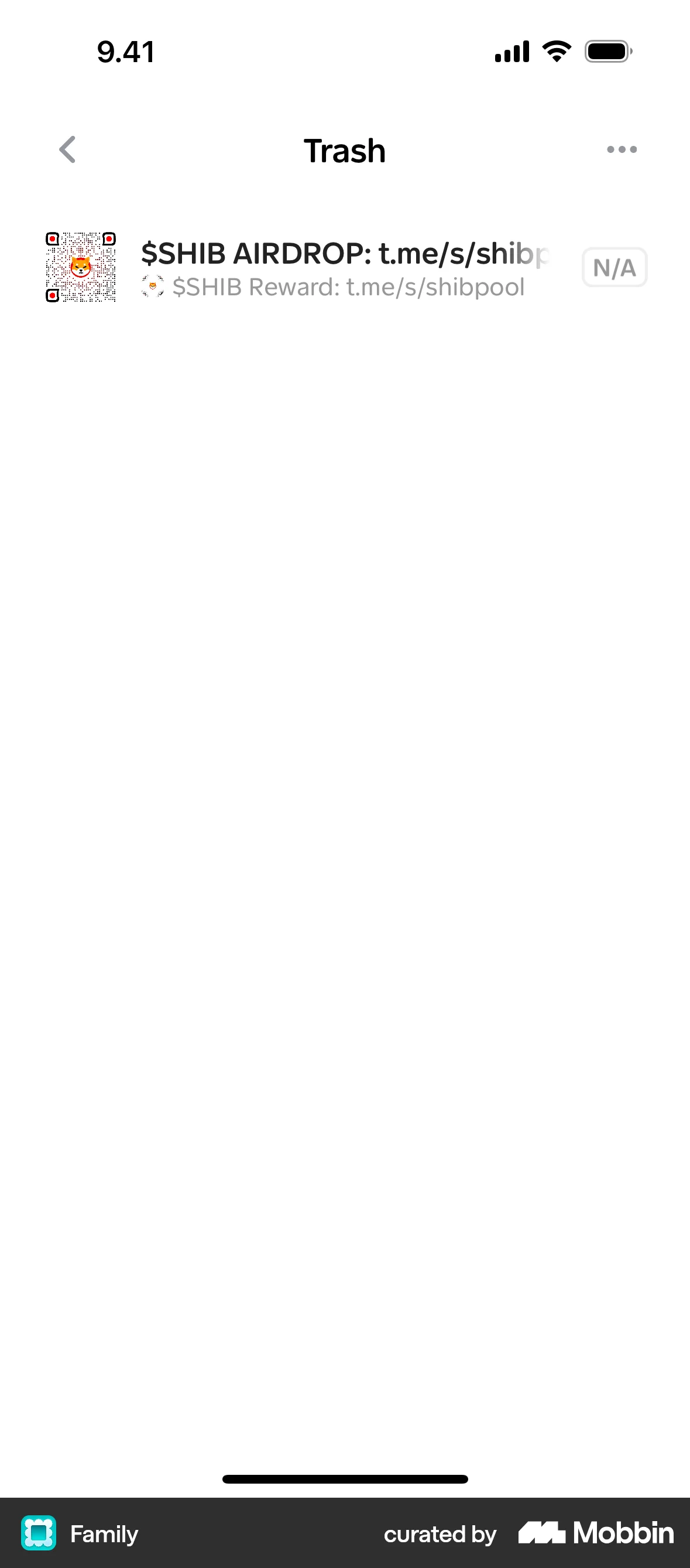 Family iOS Trash & Archive screen