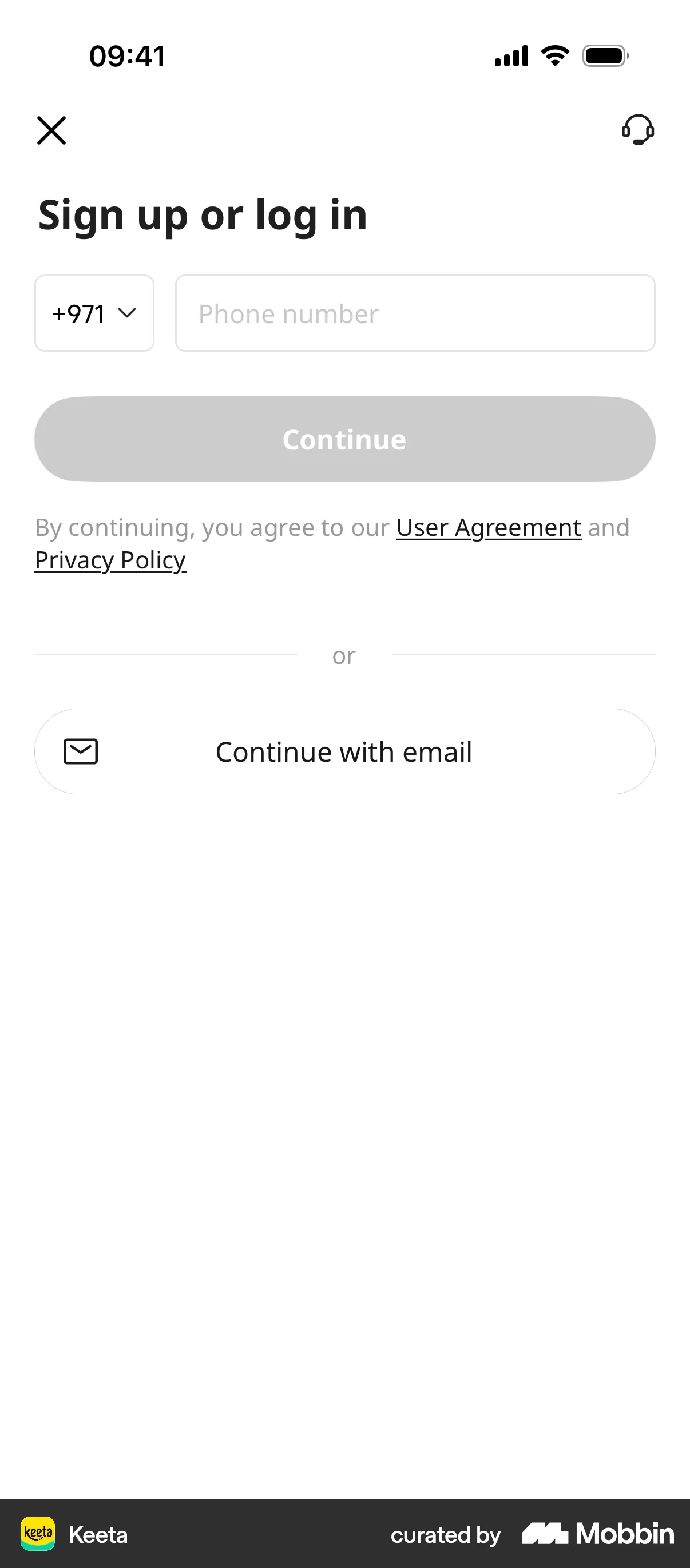 Keeta iOS Login screen