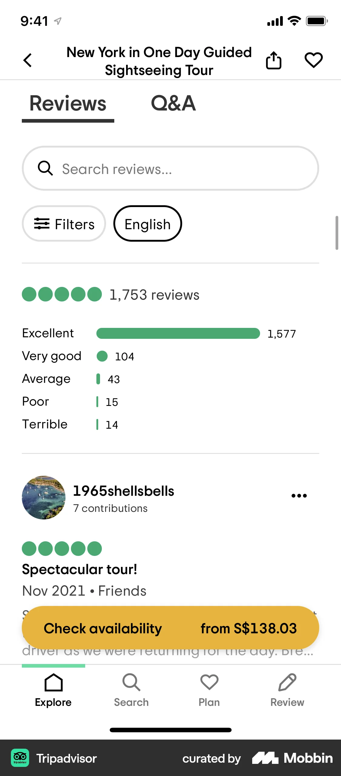 Tripadvisor iOS screen containing Floating Action Button UI element