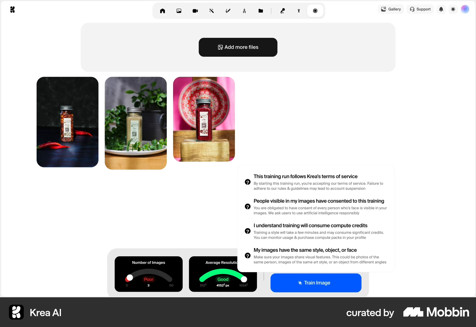 Krea AI Web screen containing Tooltip UI element