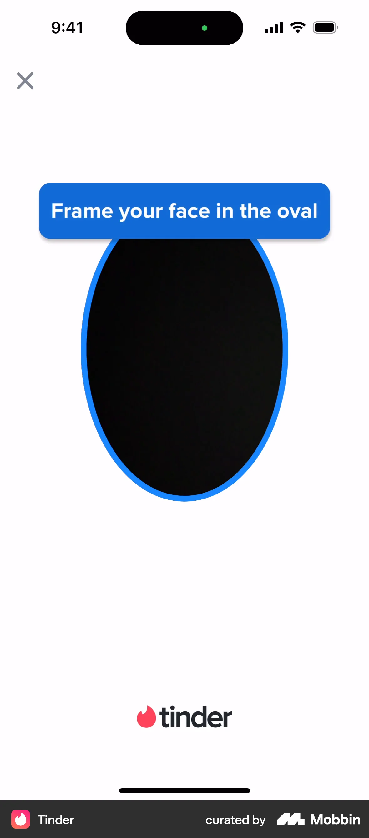 Tinder iOS Camera & Scanner screen