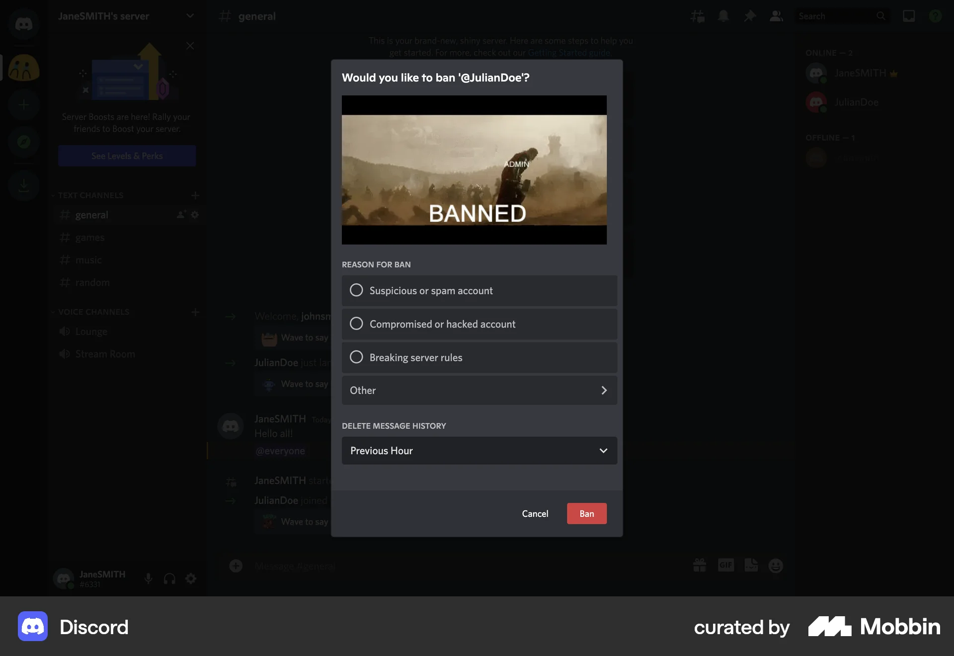 Discord Web Ban & Block screen