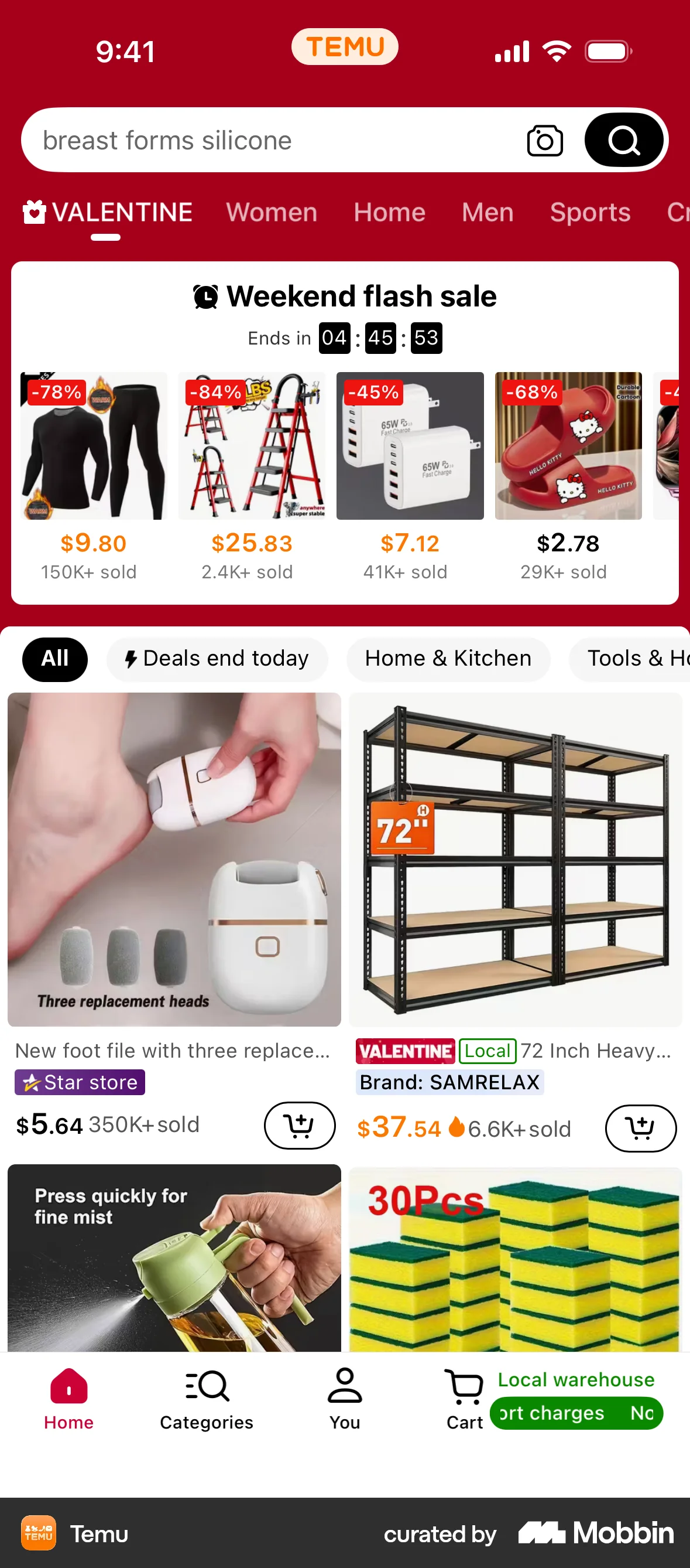 Temu iOS screen containing Carousel UI element