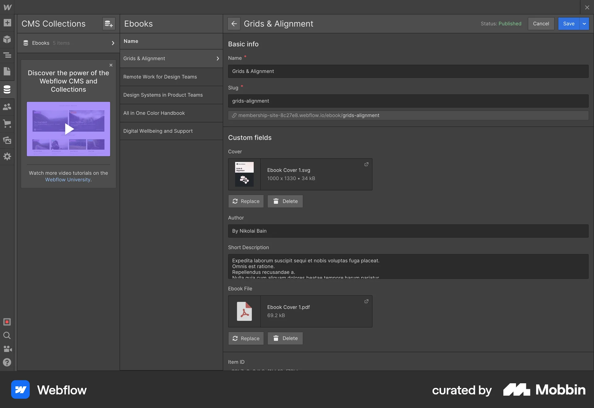 Webflow Web Multi-Column Layout screen