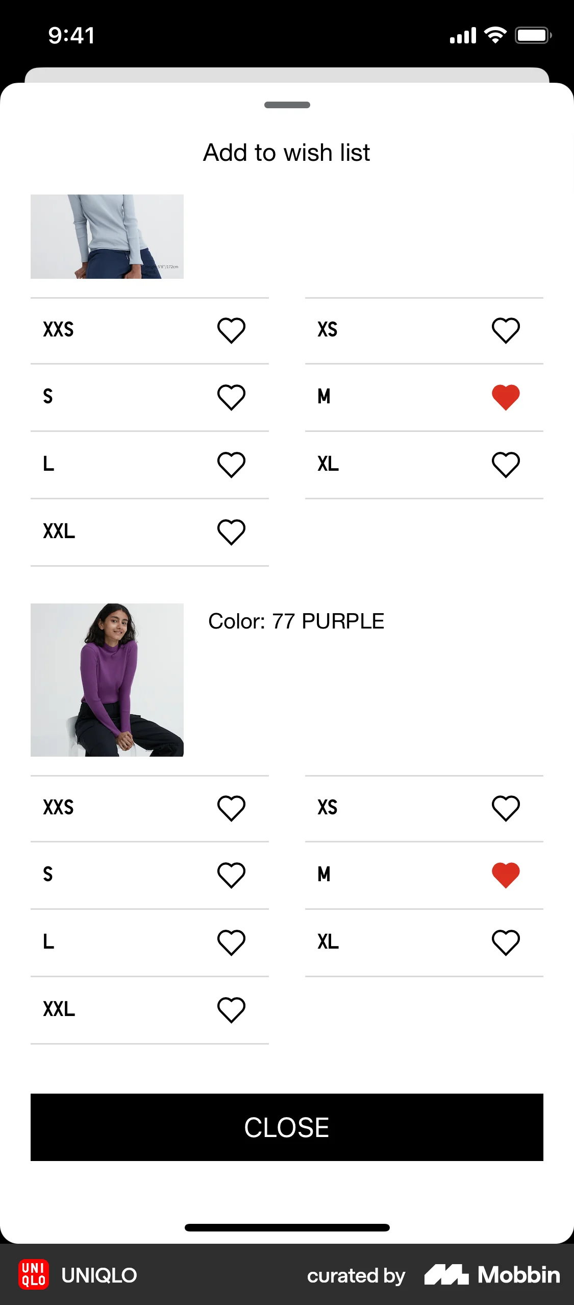 UNIQLO iOS Save screen