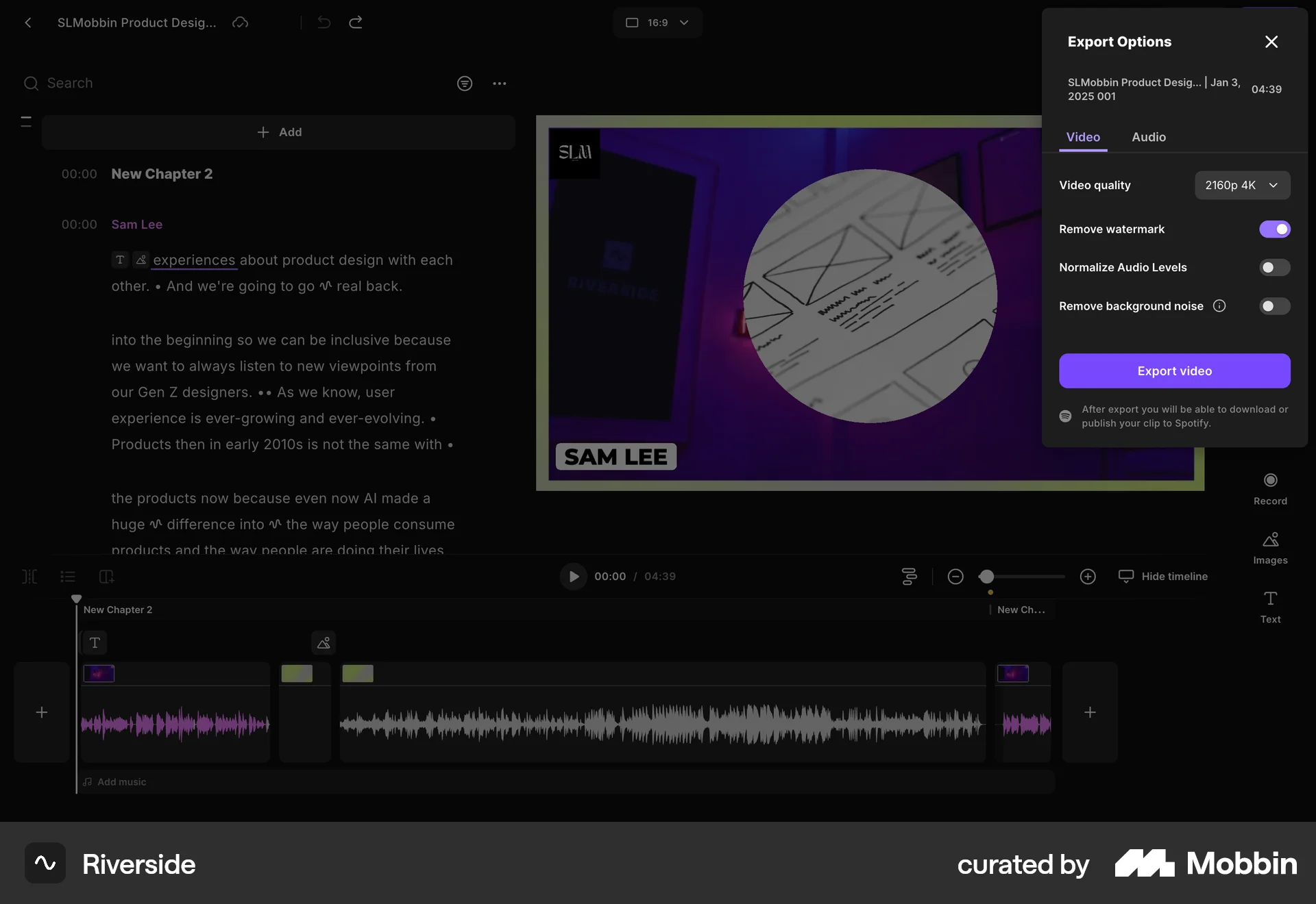 Riverside Web screen containing Switch UI element