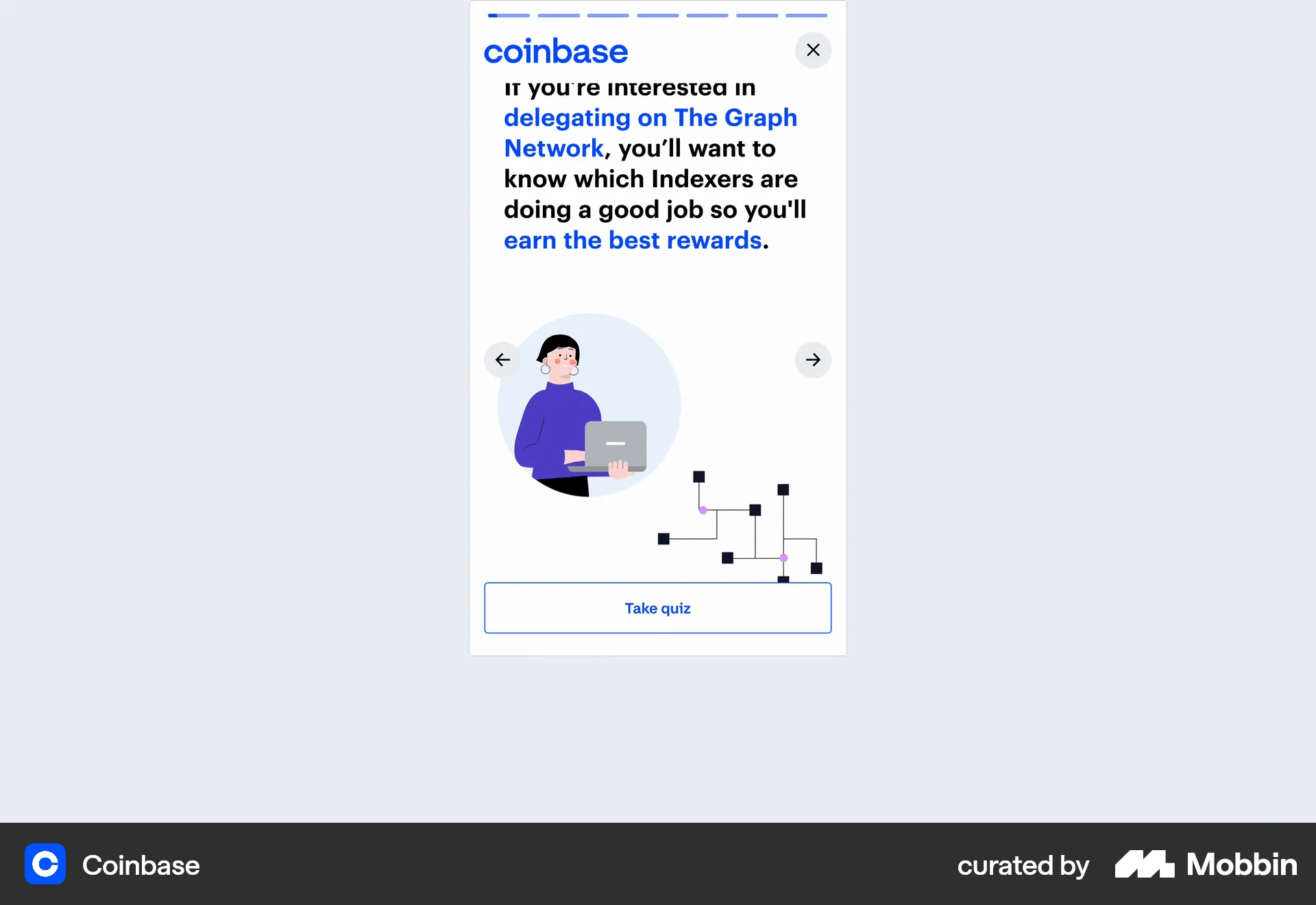 Coinbase Web Stories screen