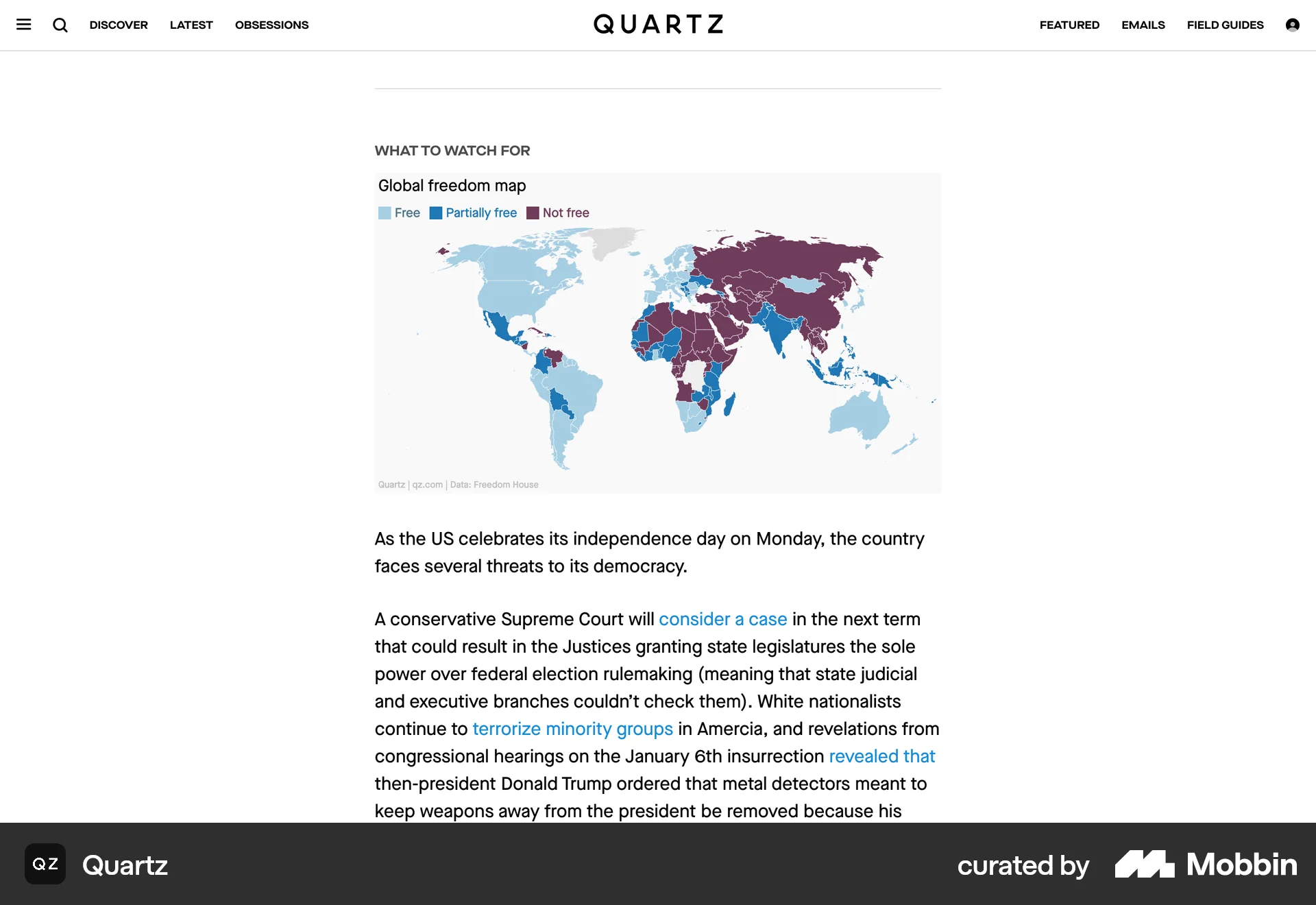 Quartz Web Article Detail screen